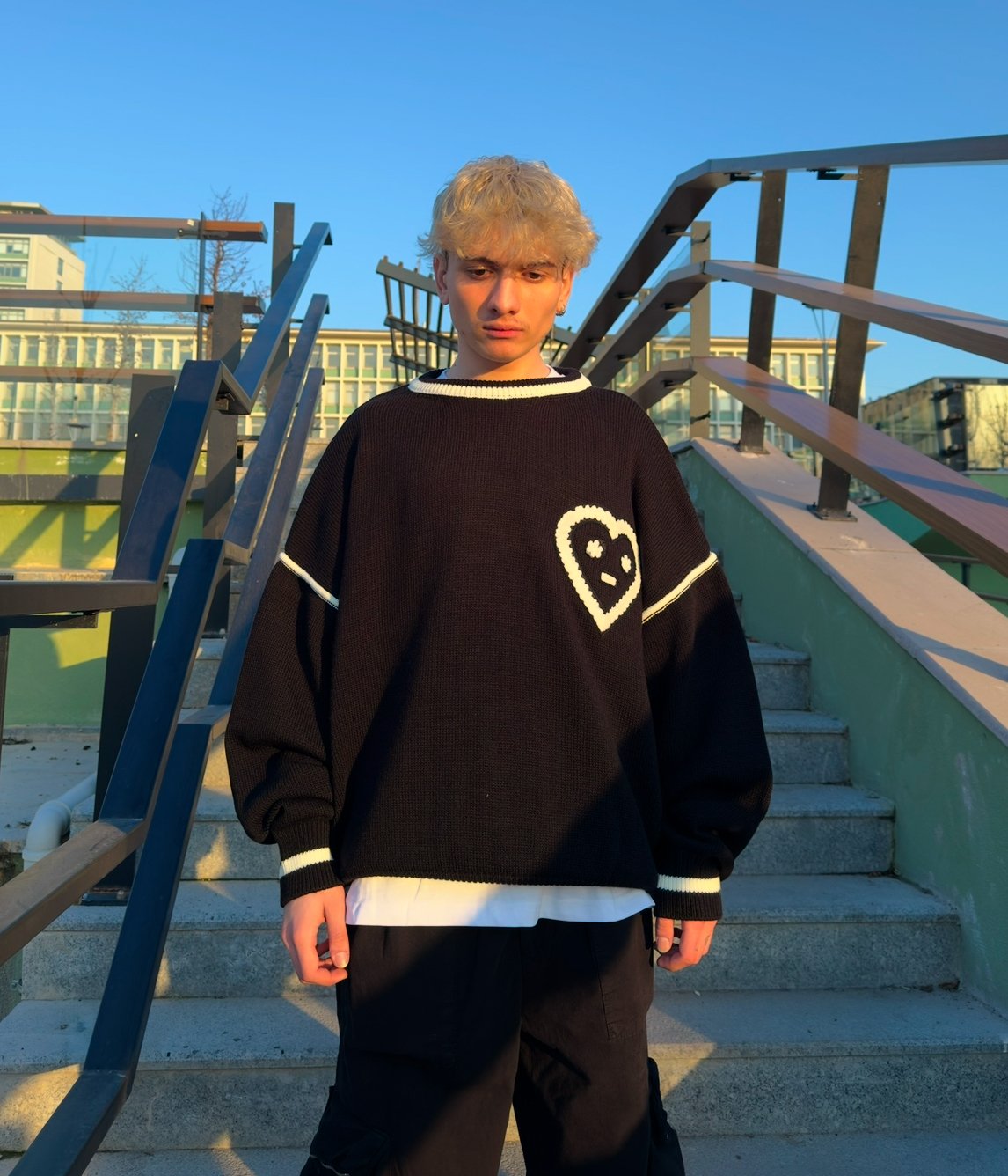 Hart oversize Triko  - Siyah