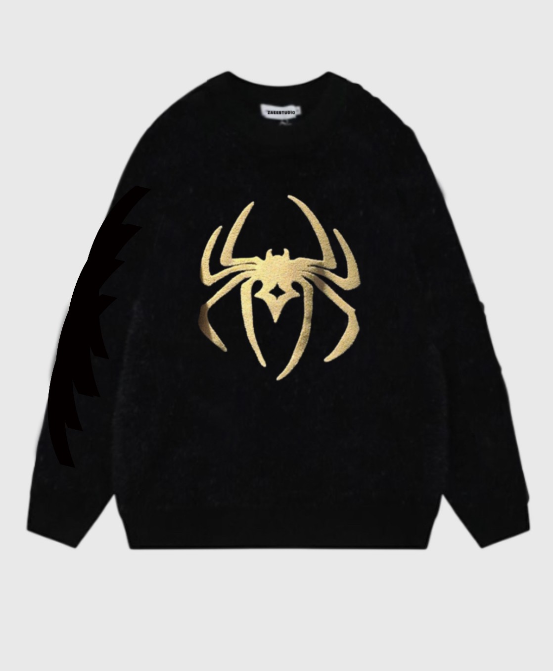 Spider desenli Oversize Triko Kazak 