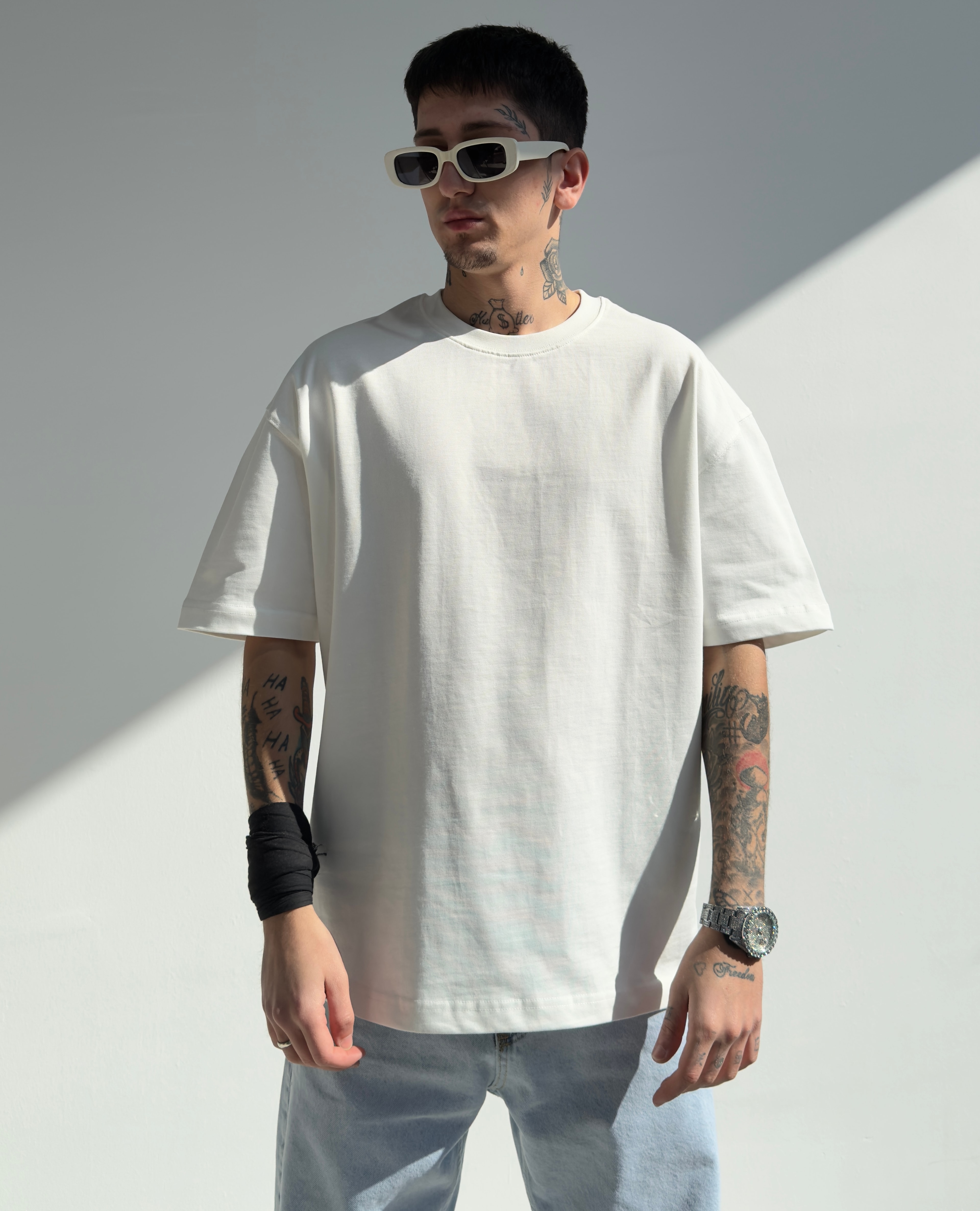 Oversize Basic Tişört - Beyaz