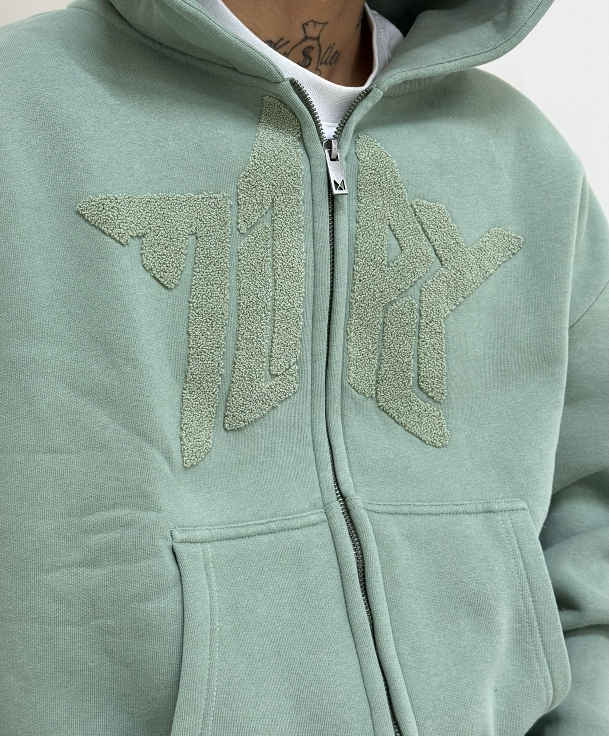 MLTPLY Nakış Detay Oversize Premium Zipp Hoodie