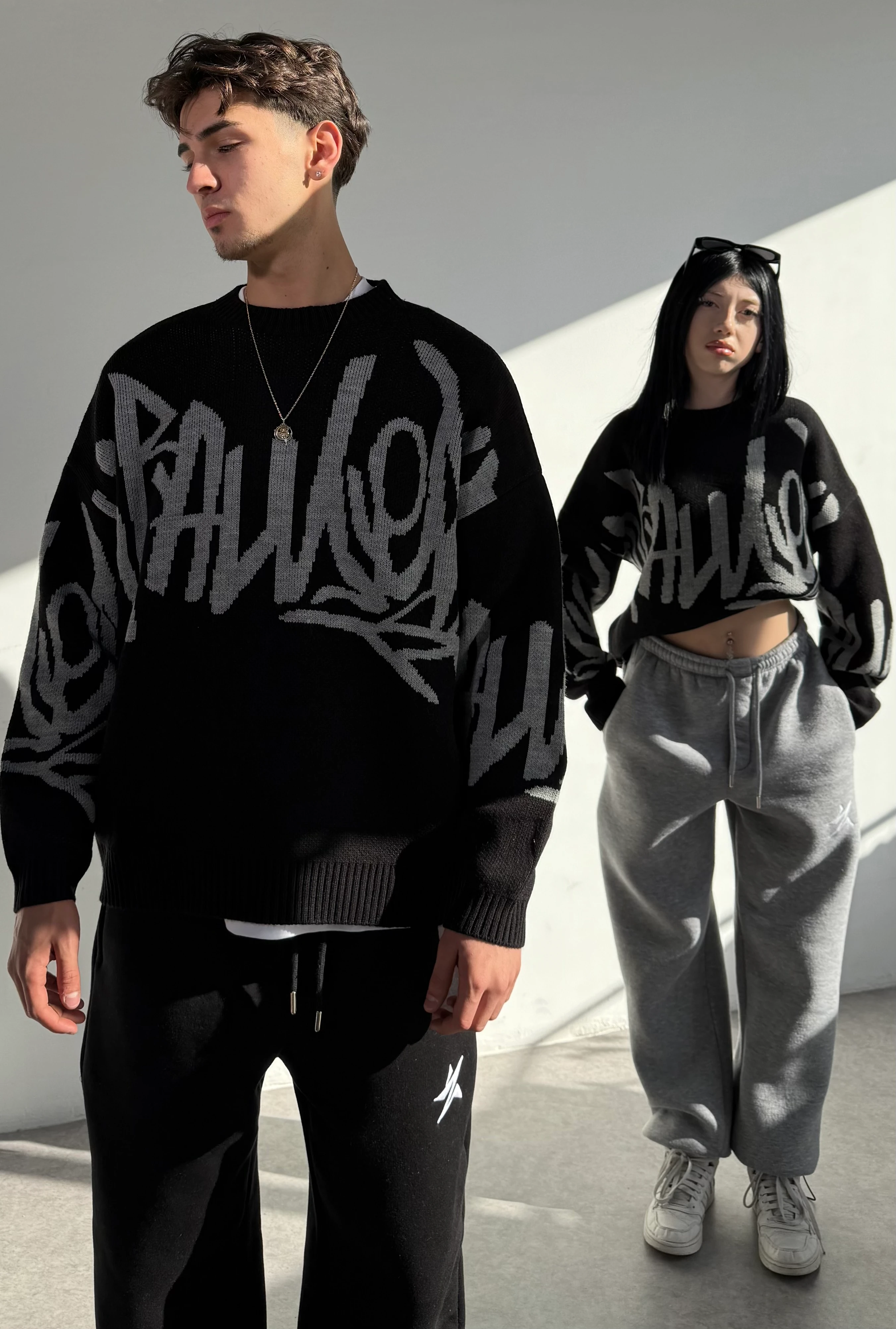 Oversize Premium Triko Kazak  - Siyah