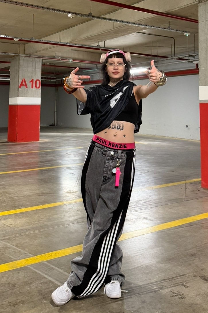 Unisex Şeritli Bol Pantolon 
