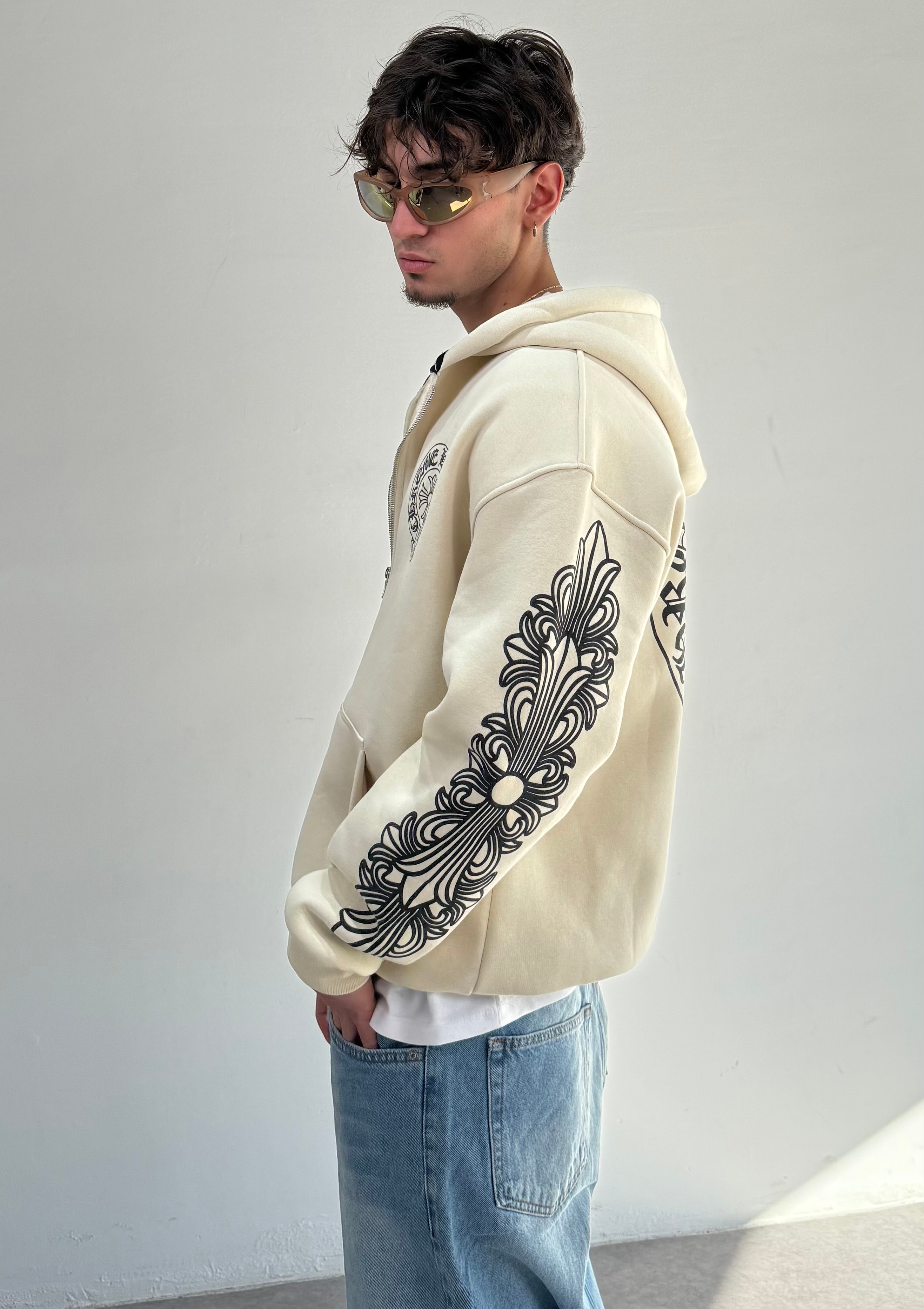 c. Baskılı Oversize Fermuarlı Sweatshirt