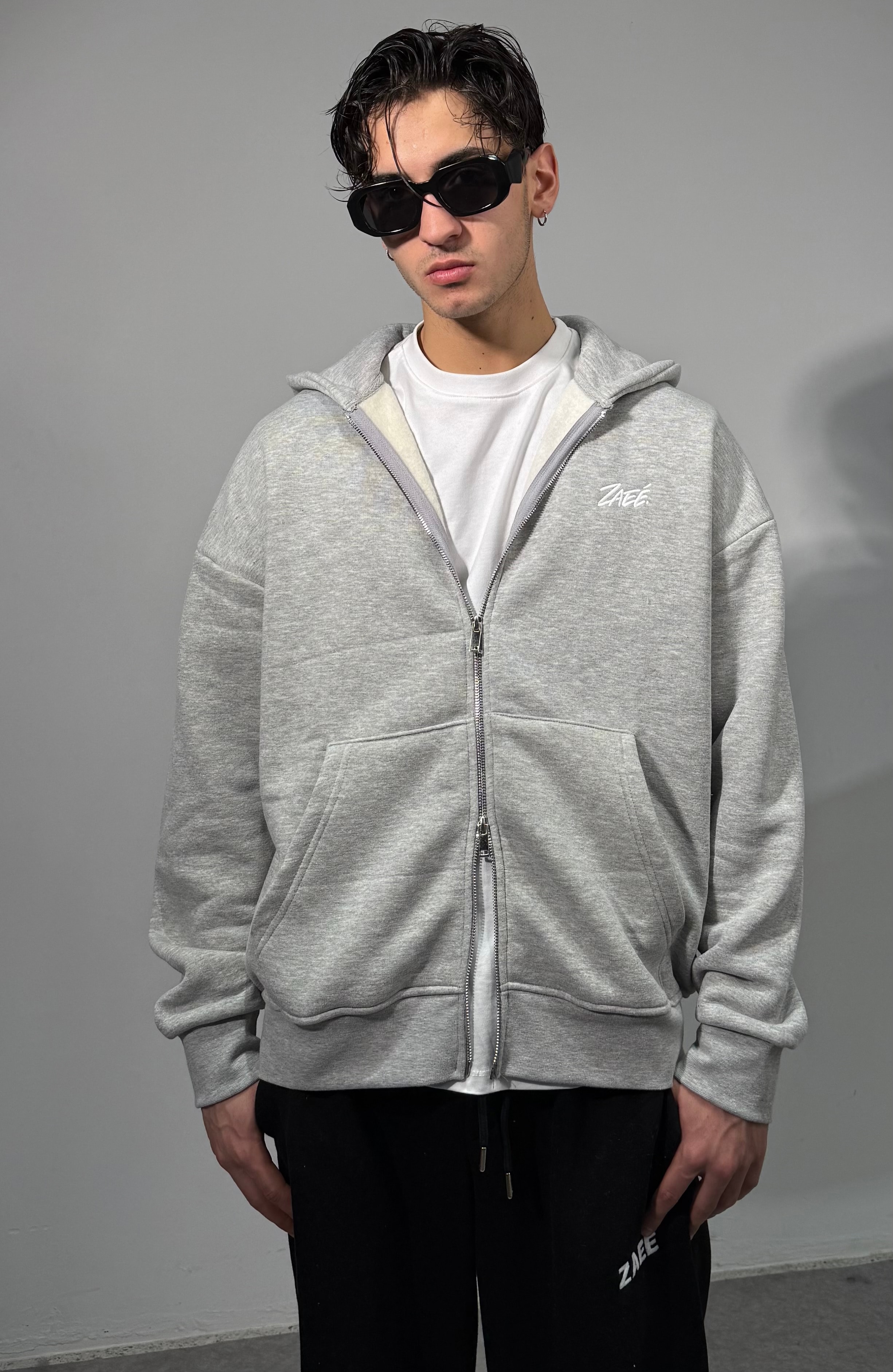ZAEE Double Zipp Oversize Hoodie - Gri