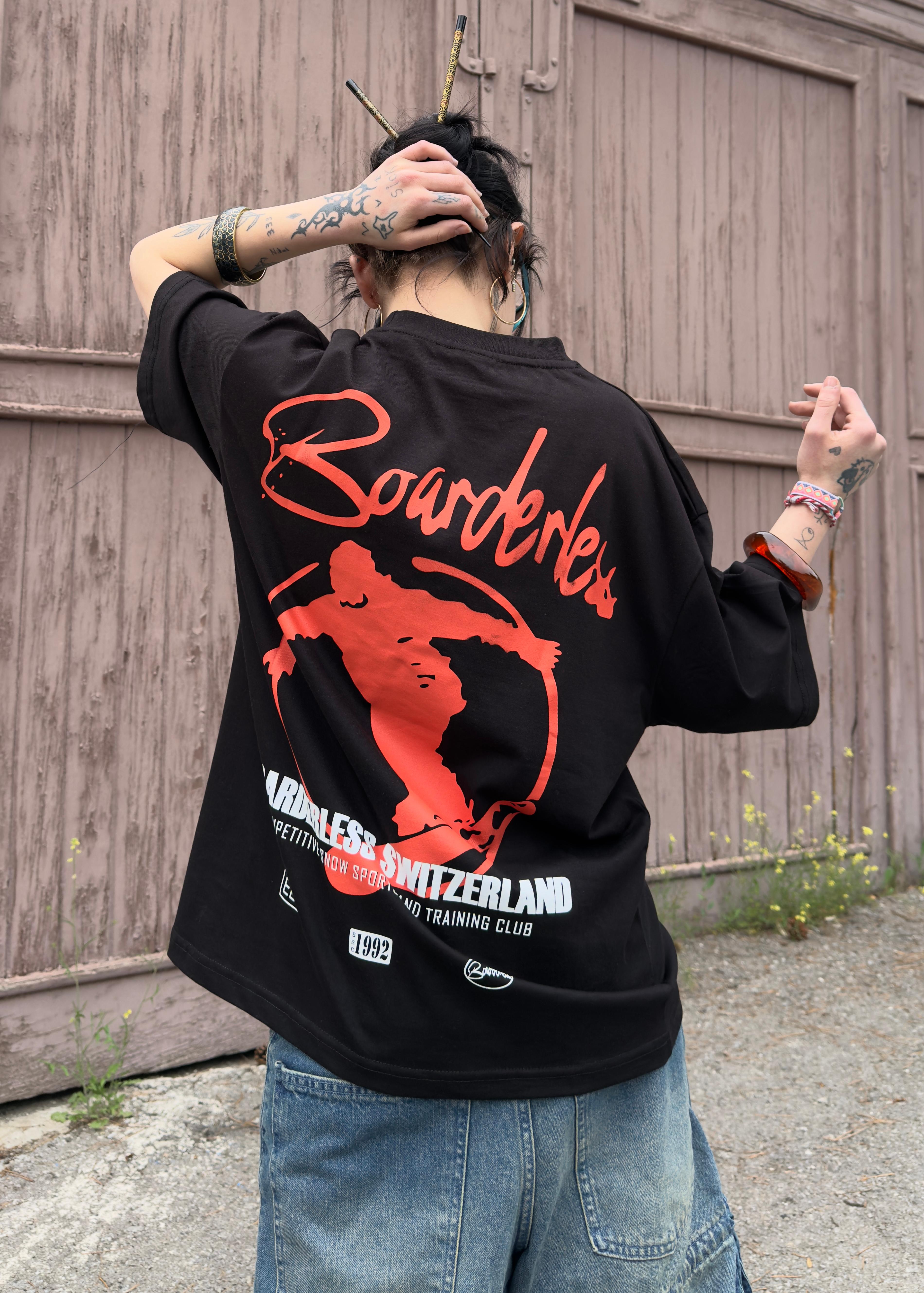 Skate Baskılı Oversize Tişört 