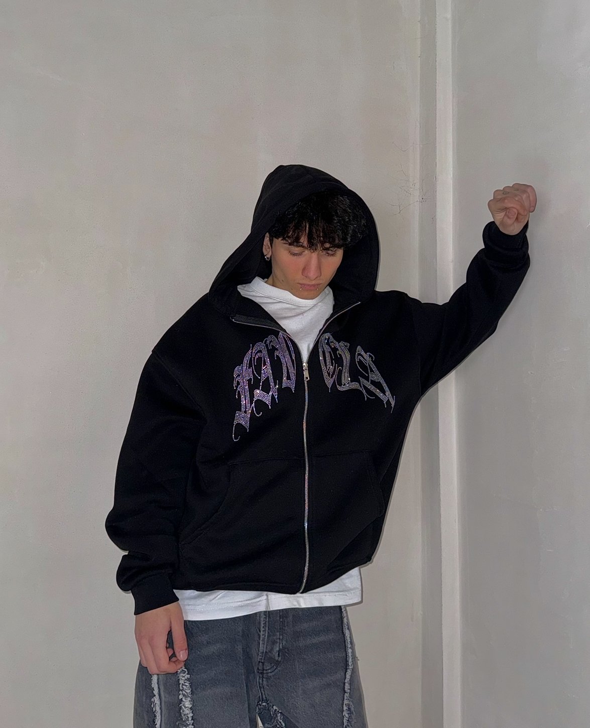 FV Taşlı Oversize Zipp Hoodie