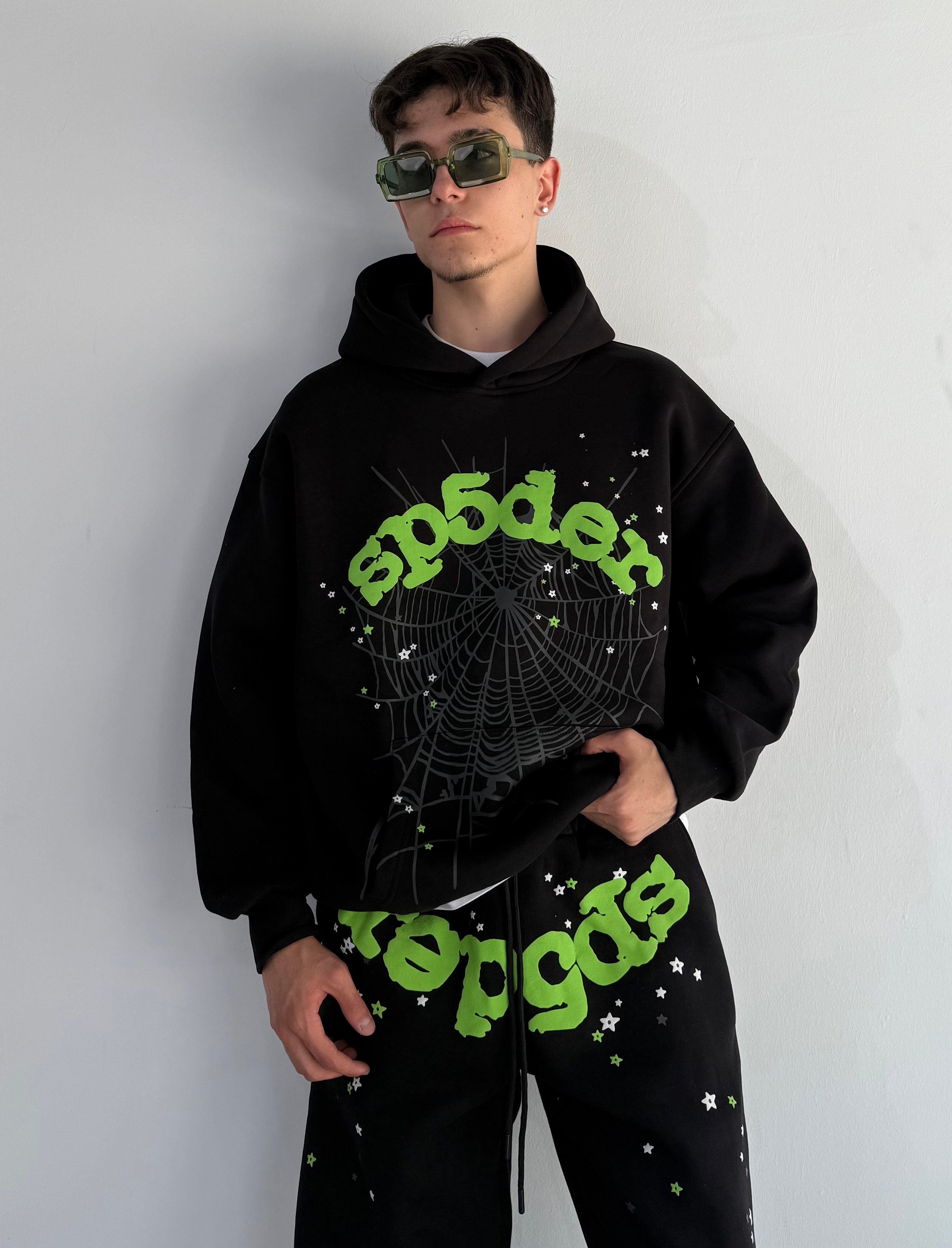 Spider Baskılı Oversize Sweatshirt  - Siyah