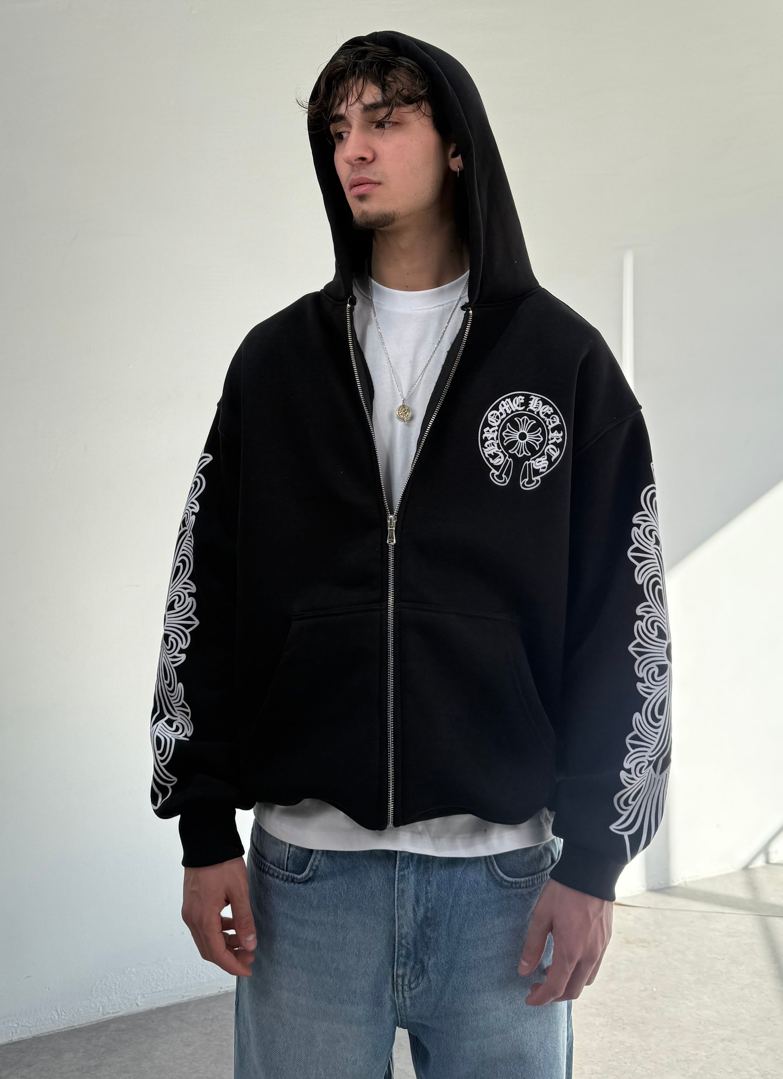 c. Baskılı Oversize Fermuarlı Sweatshirt