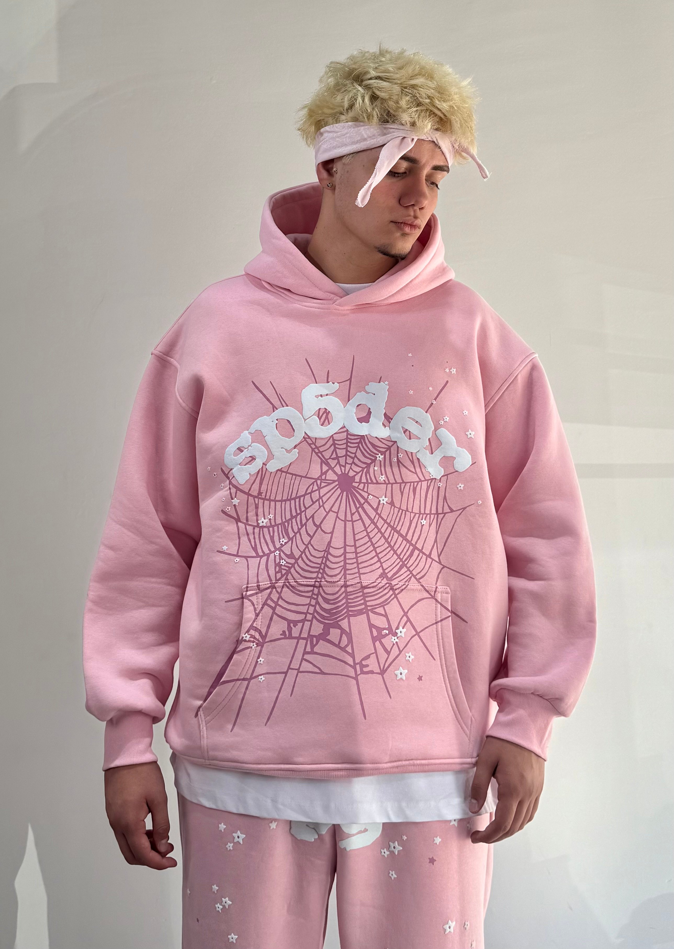 Spider Baskılı Oversize Sweatshirt  - Pembe
