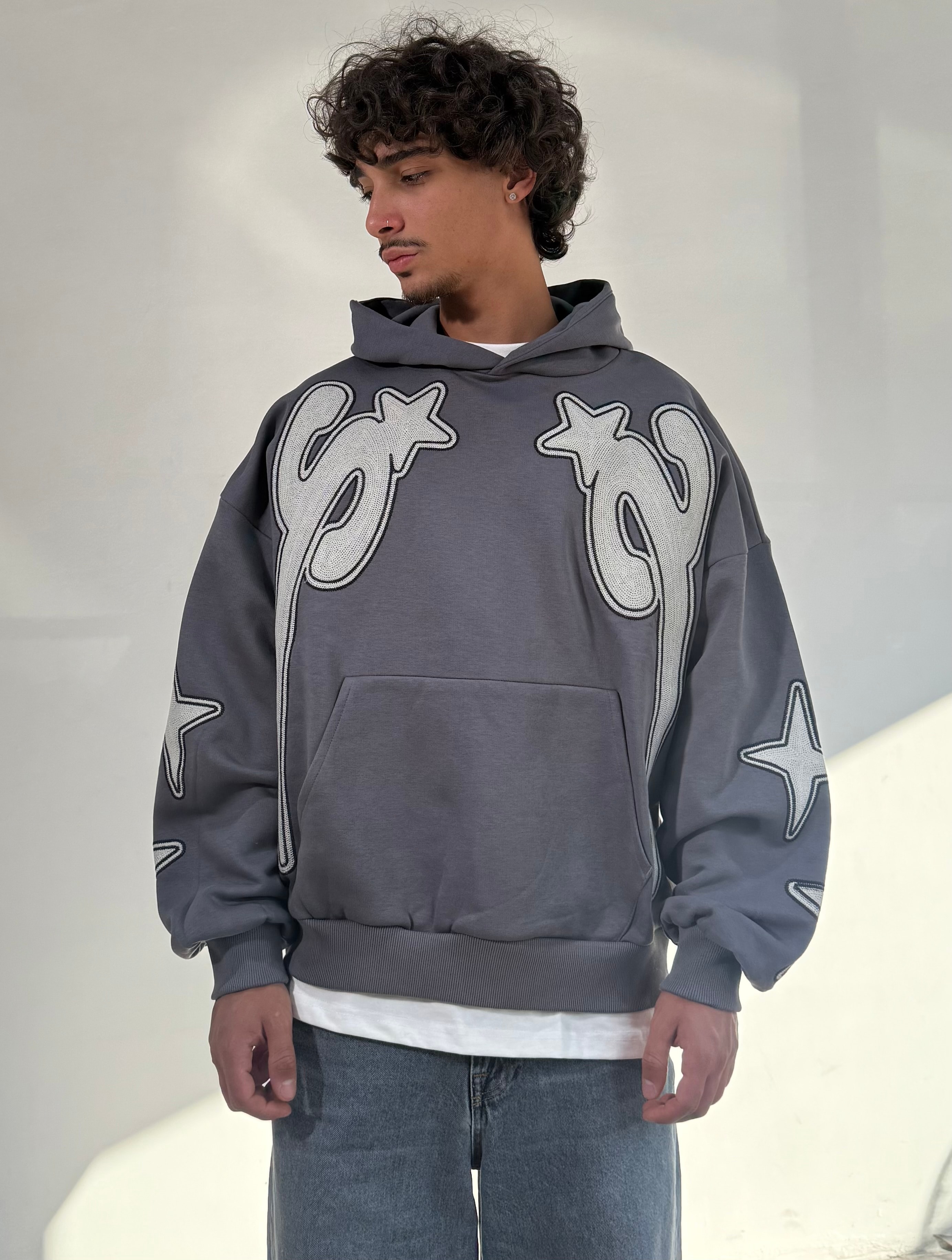Özel Seri Nakışlı Oversize Sweatshirt - Füme