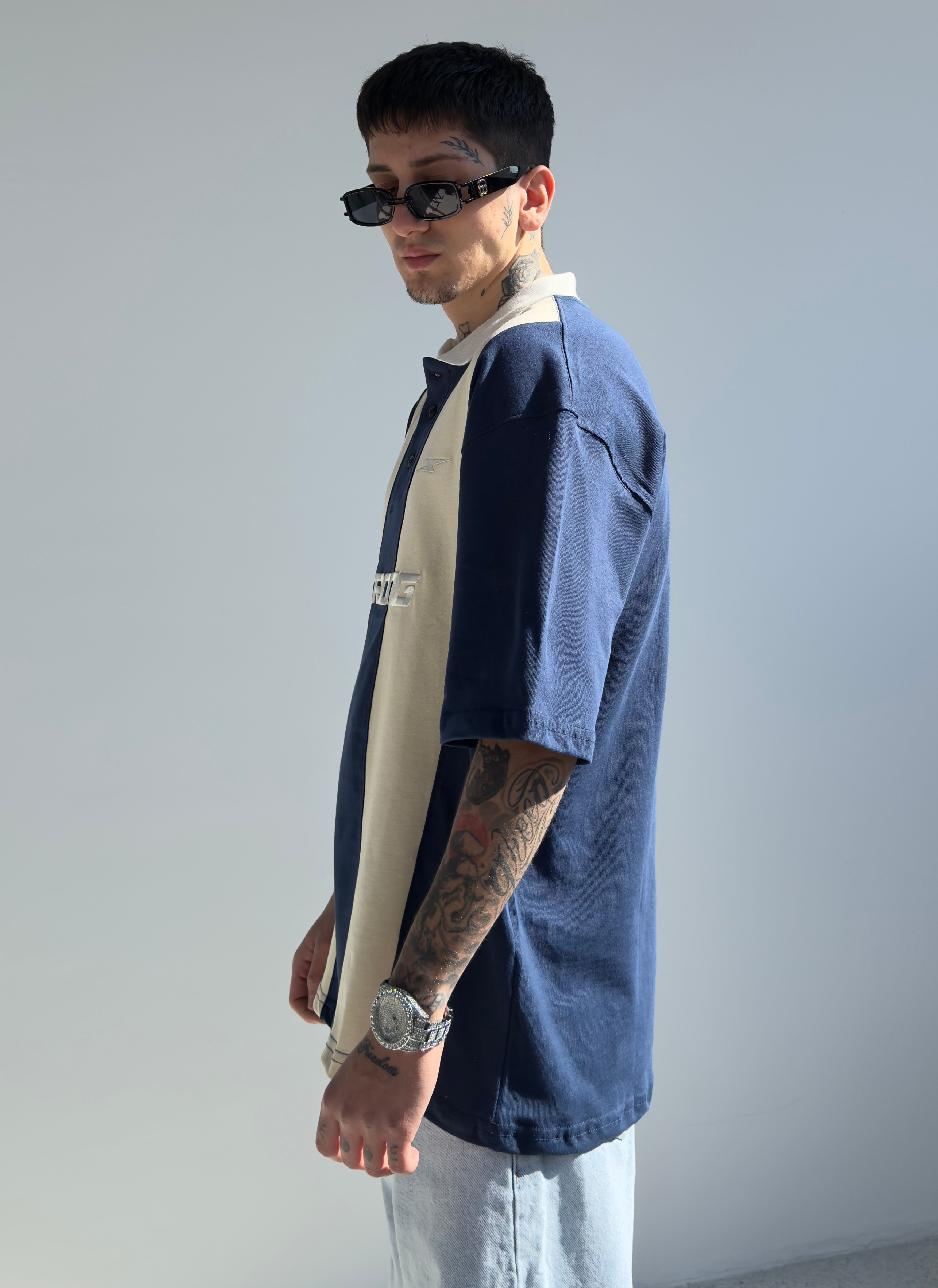 Strong Nakış Detay Oversize Polo Yaka Tişört