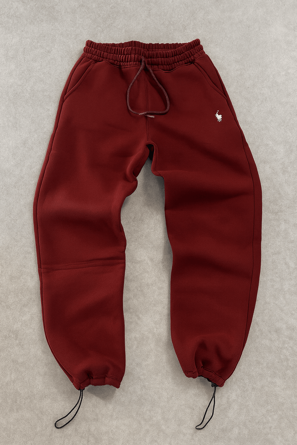 P Nakışlı Kışlık Kumaş Ayarlanabilir Paça Baggy Eşofman Altı - Bordo