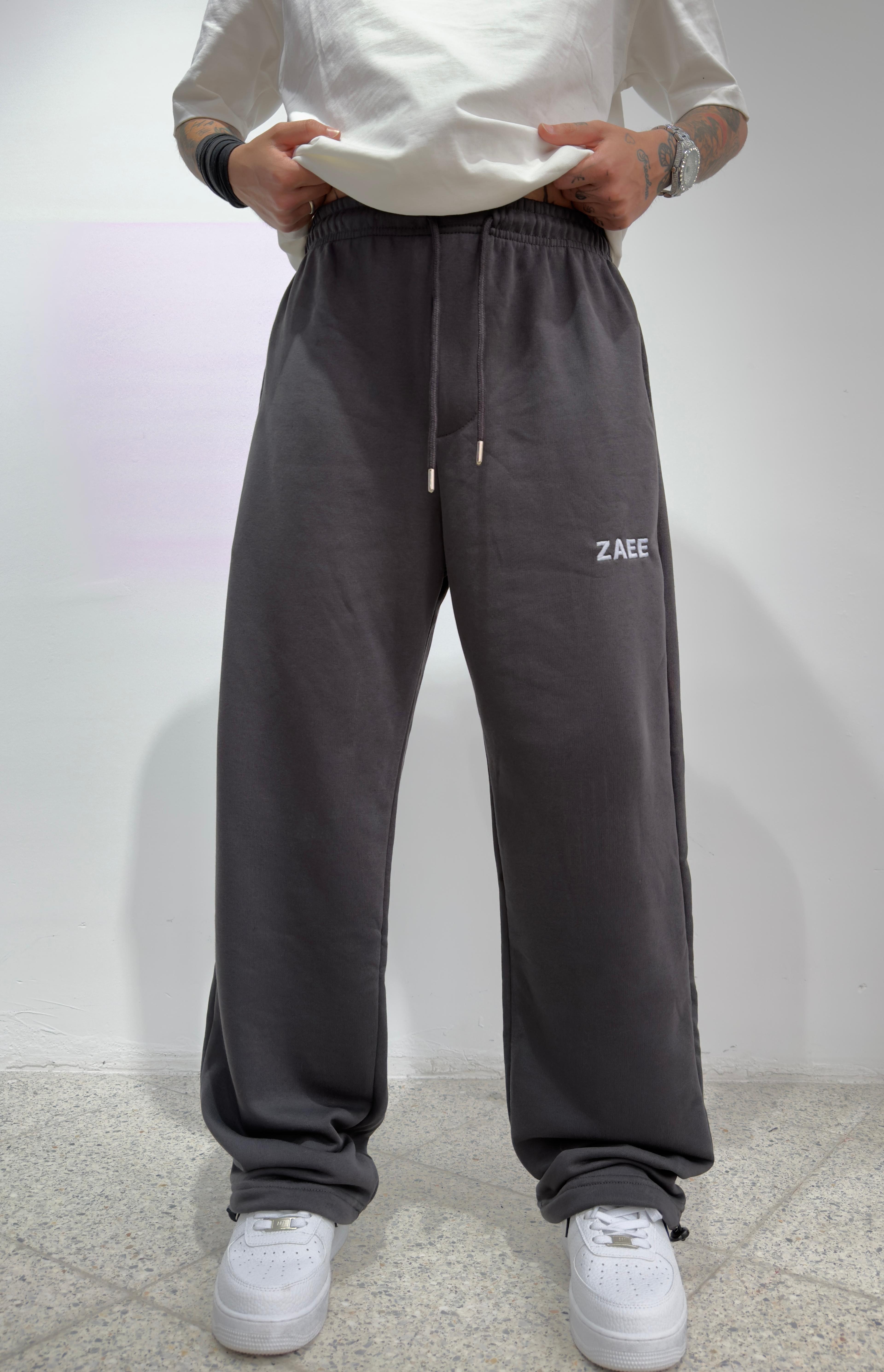 ZAEE Nakışlı Yazlık Kumaş Ayarlanabilir Paça Baggy Premium Eşofman Altı  - Füme