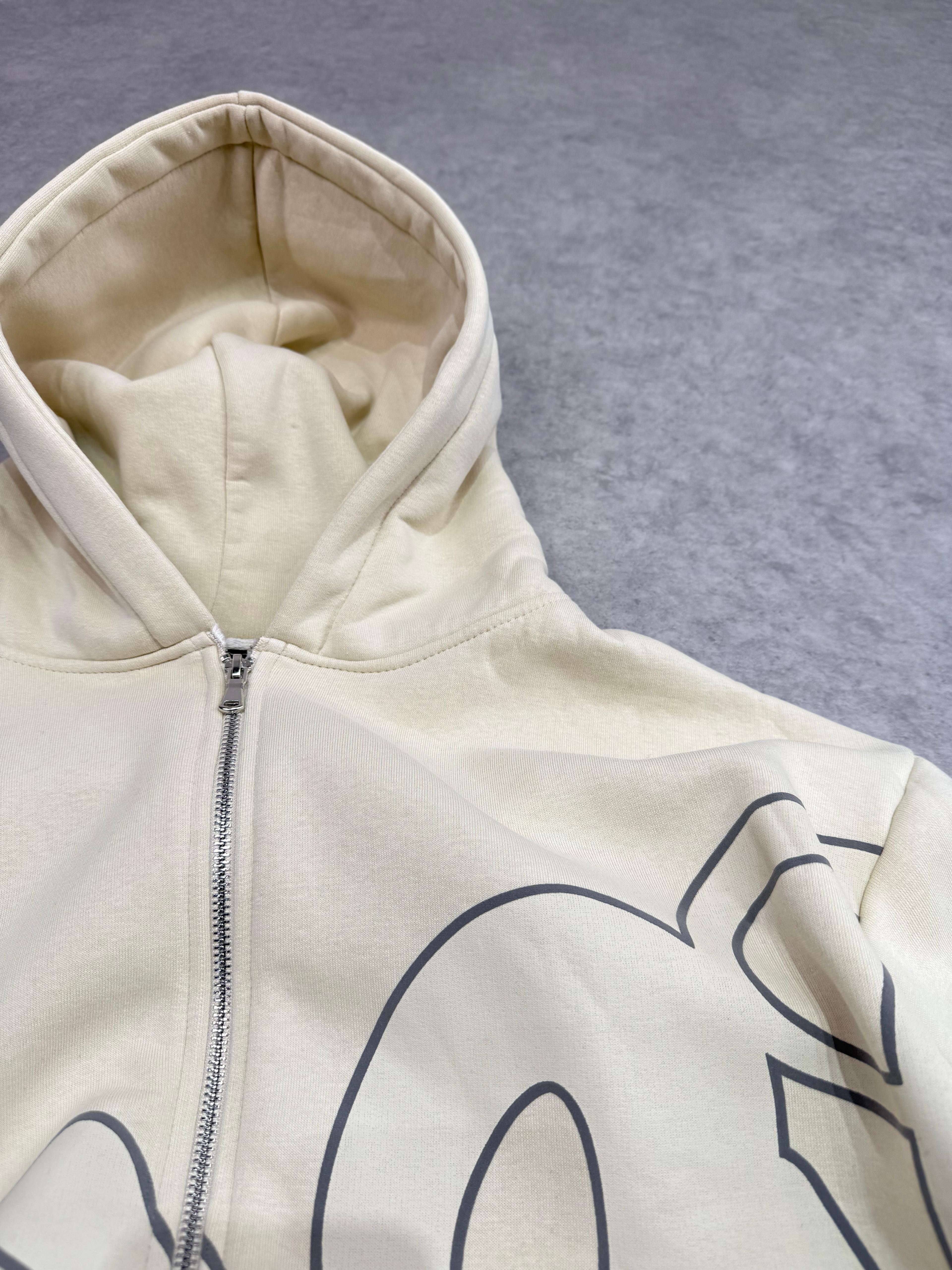 S Baskılı Oversize Zipp Hoodie 