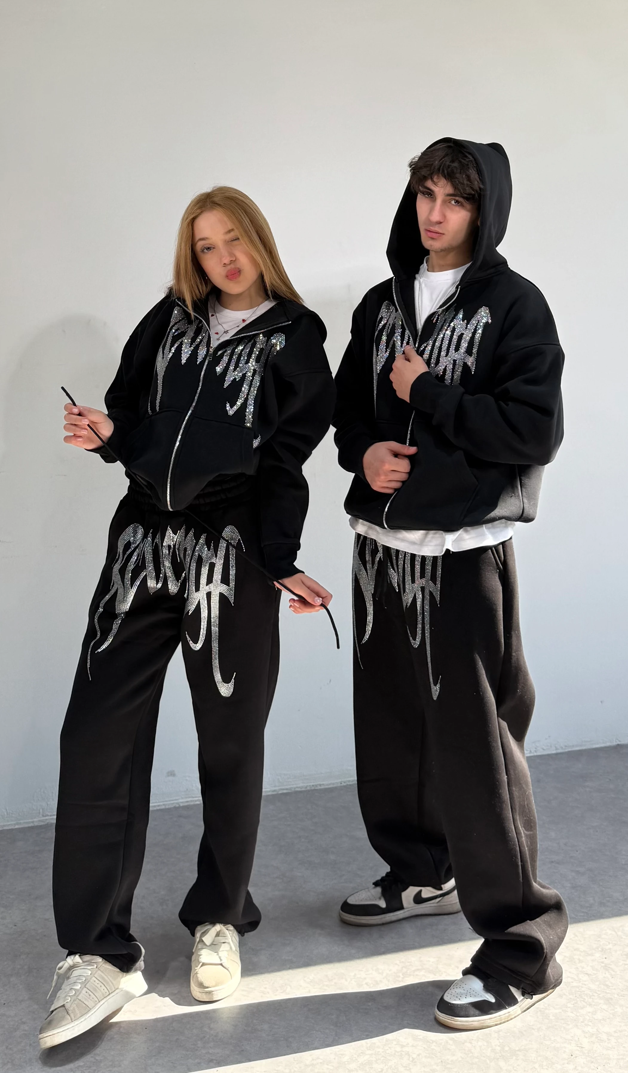 Revenge Taşlı Oversize Zipp Takım 