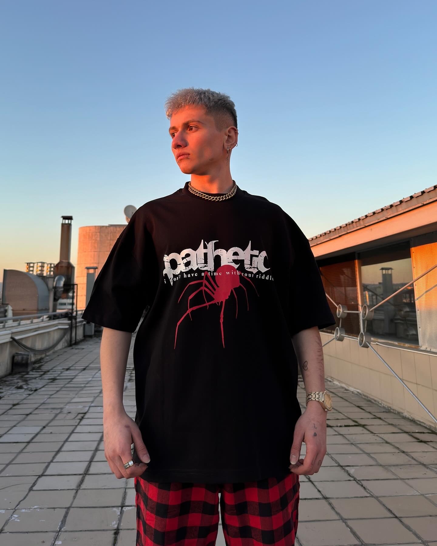 PATHETIC Baskılı Oversize Yüksek Kalite Premium Siyah T-shirt