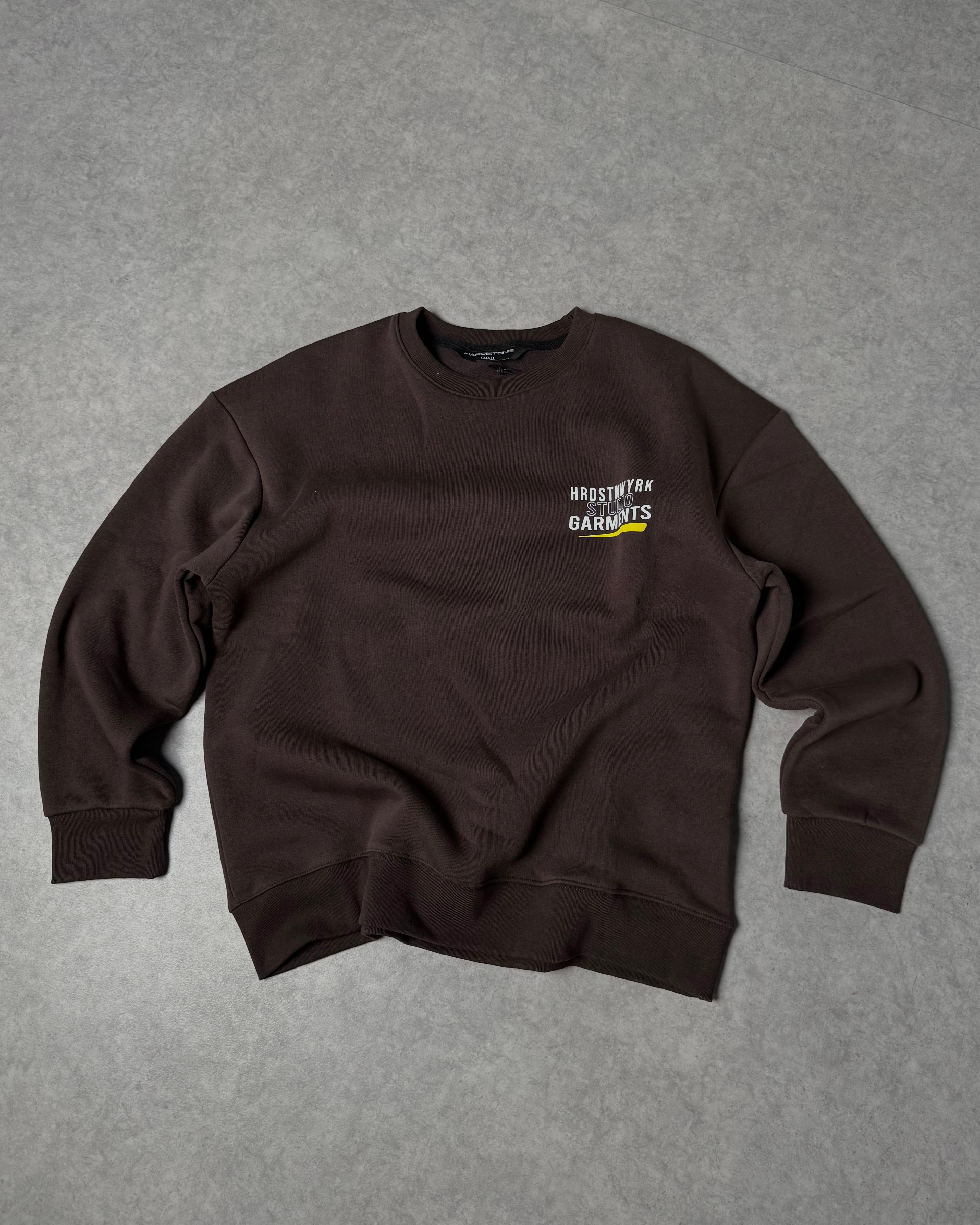 Baskılı Oversize Sweatshirt  - Kahve