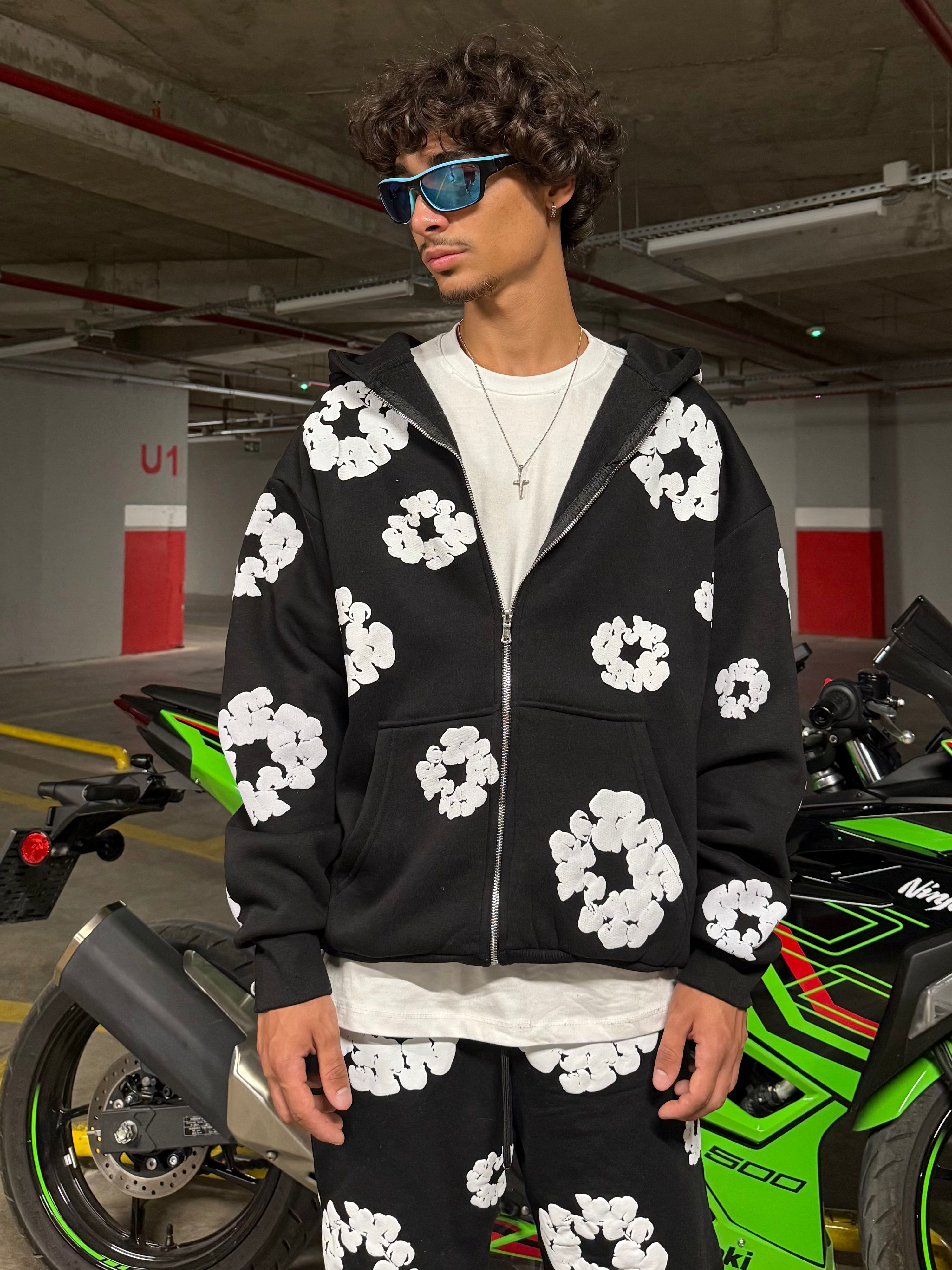 D. Tears Baskılı Oversize Zipp Hoodie