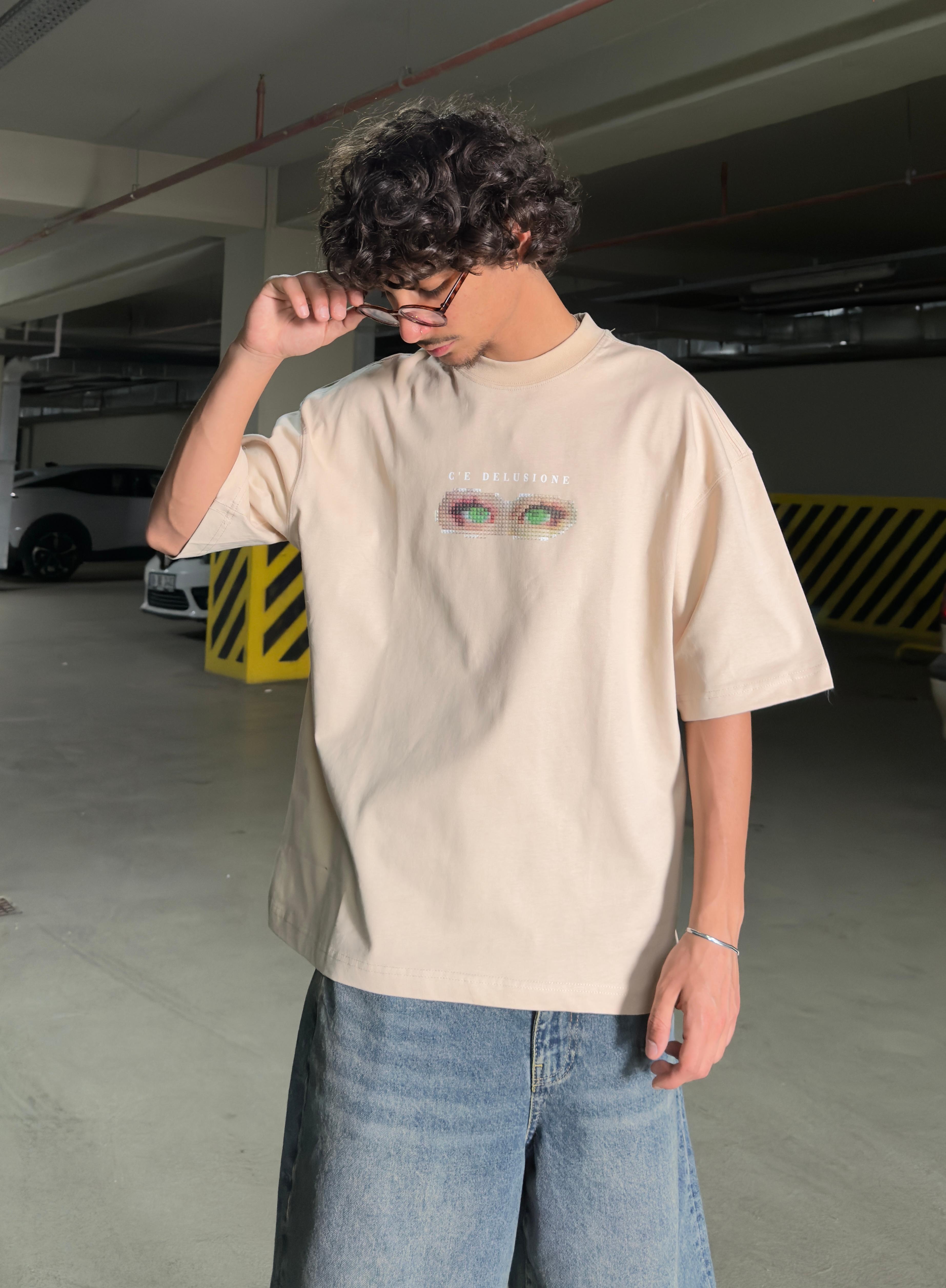 Eyes baskılı Oversize Premium Tişört