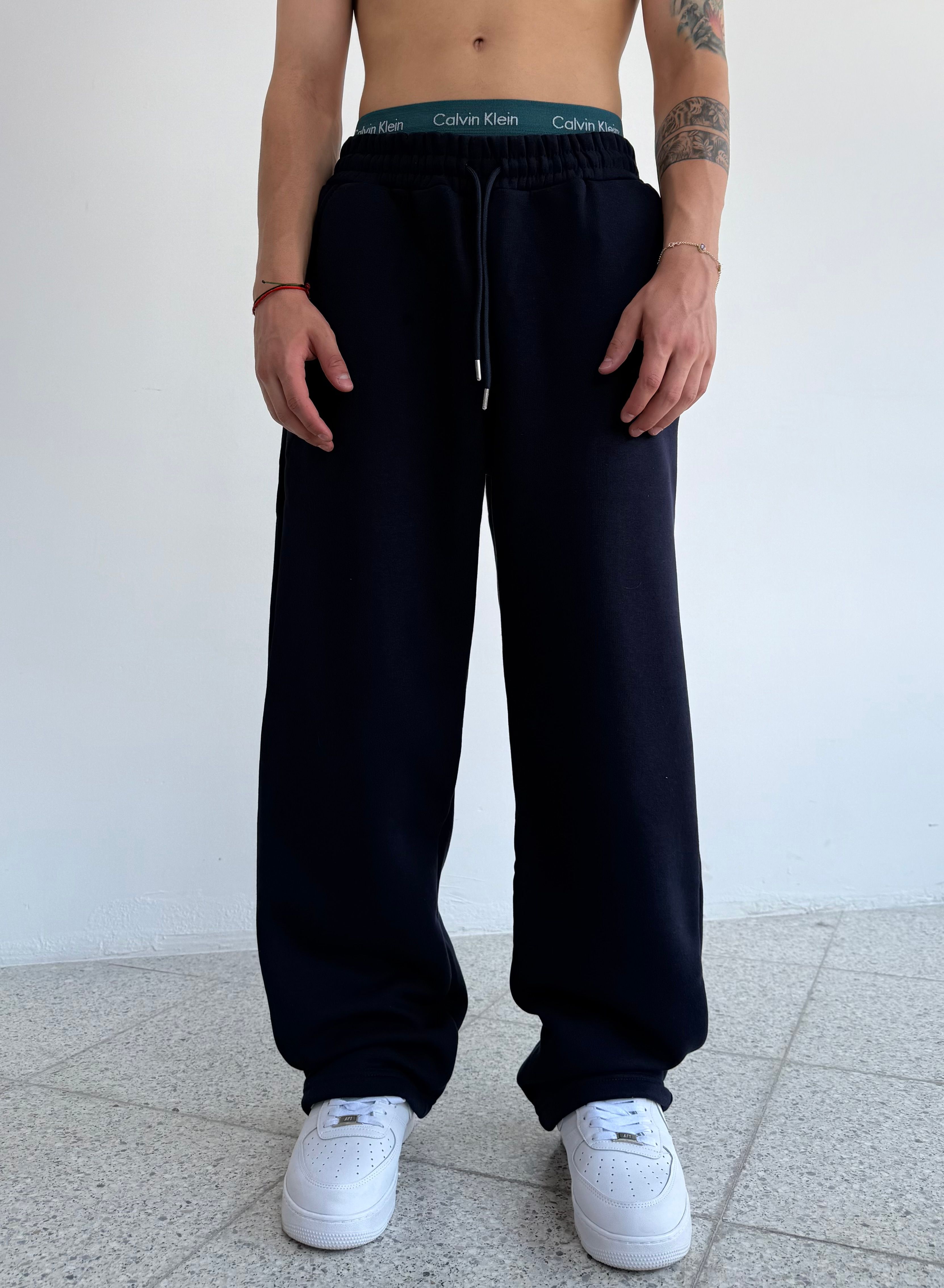 Kışlık Çam Nakışlı  Baggy  Eşofman Altı  - lacivert