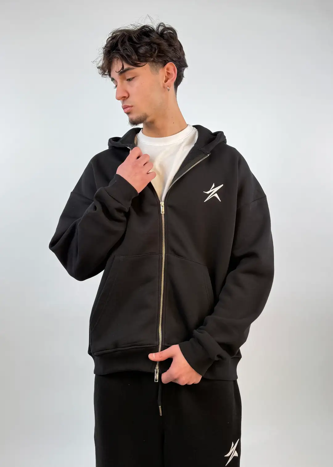 Star Double Fermuar Oversize Zipp Hoodie
