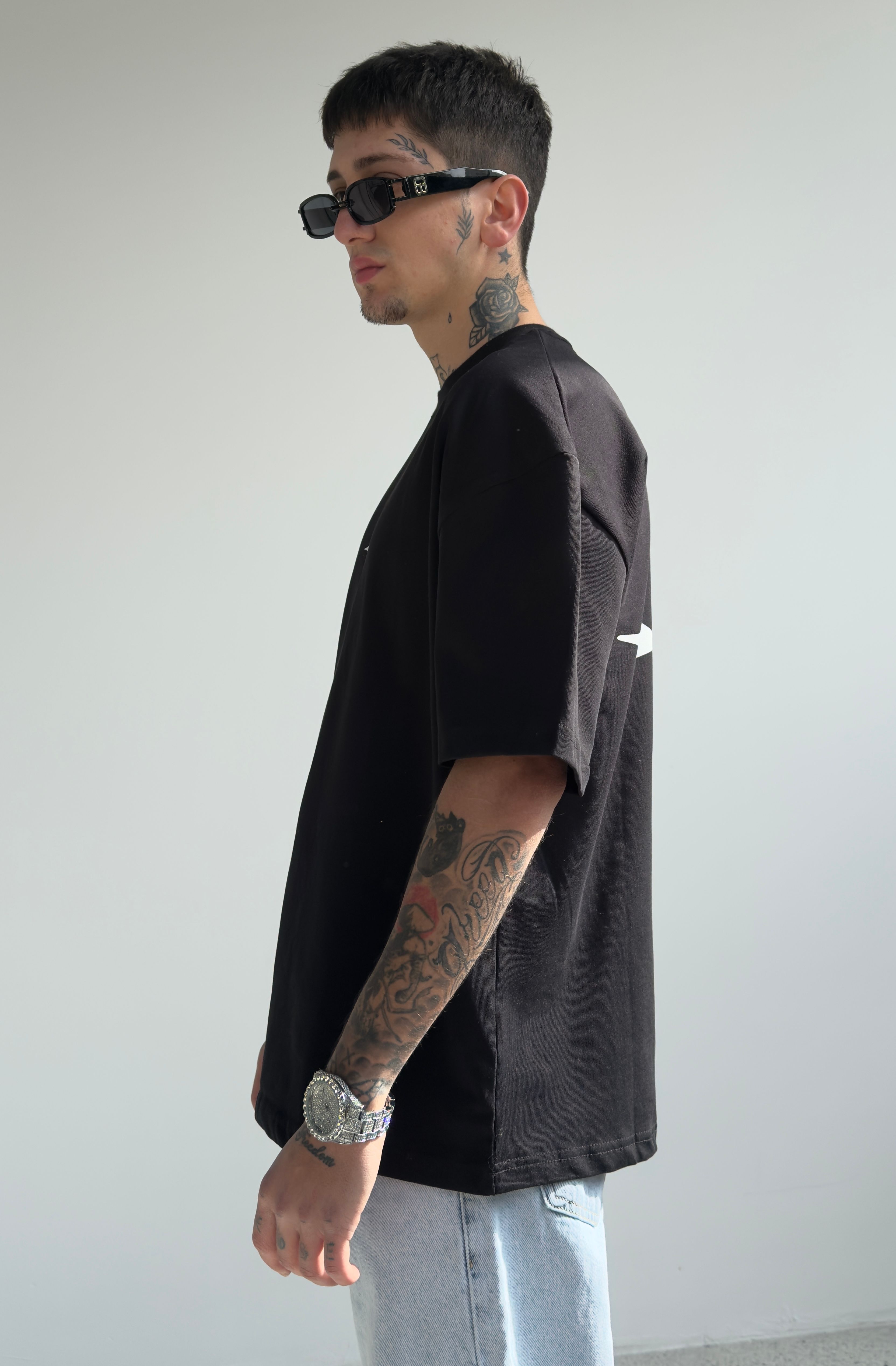 Star Baskılı Oversize Tişört