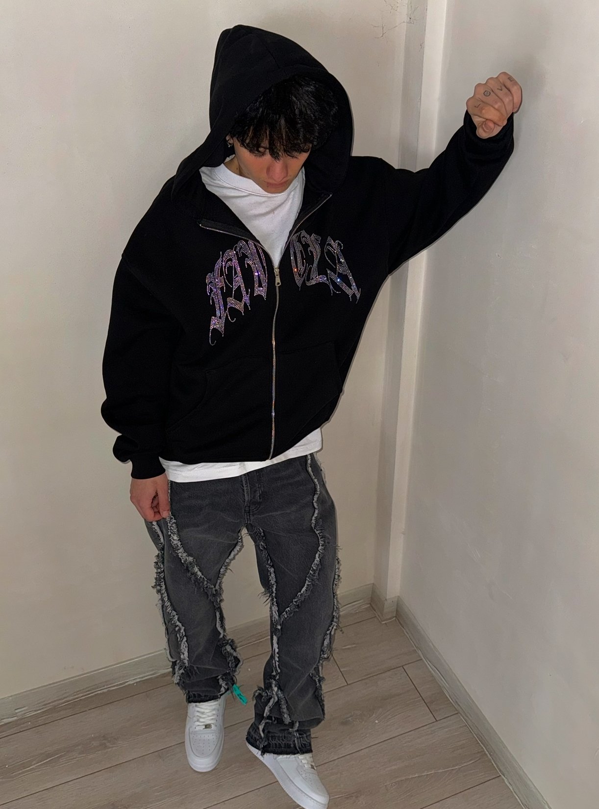 FV Taşlı Oversize Zipp Hoodie