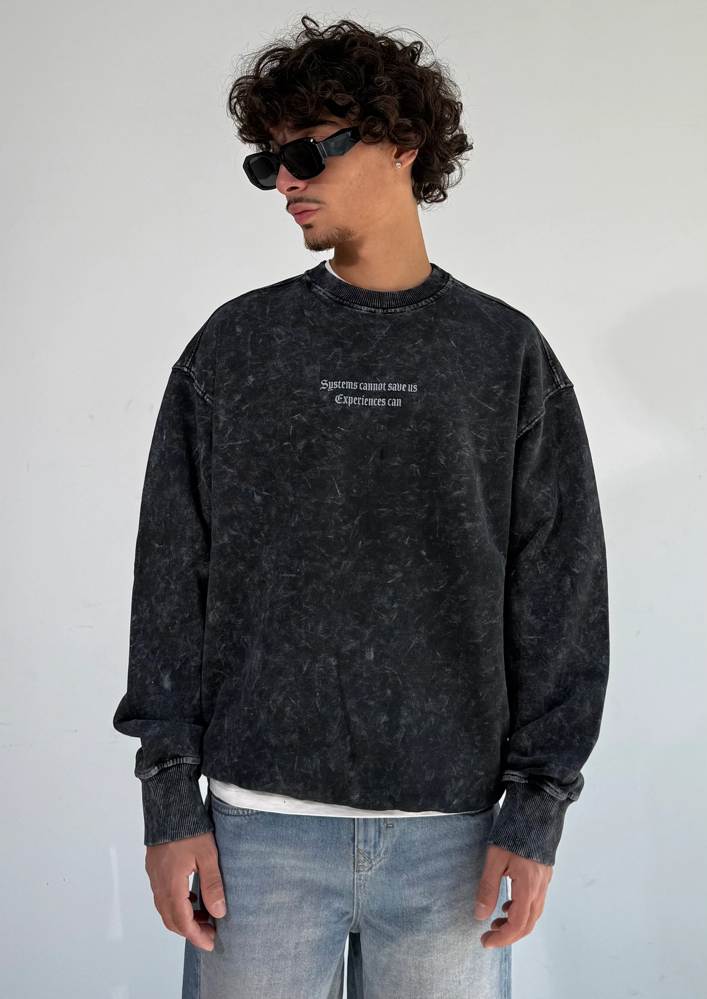 SYSTM Baskılı Yıkamalı Oversize Sweat