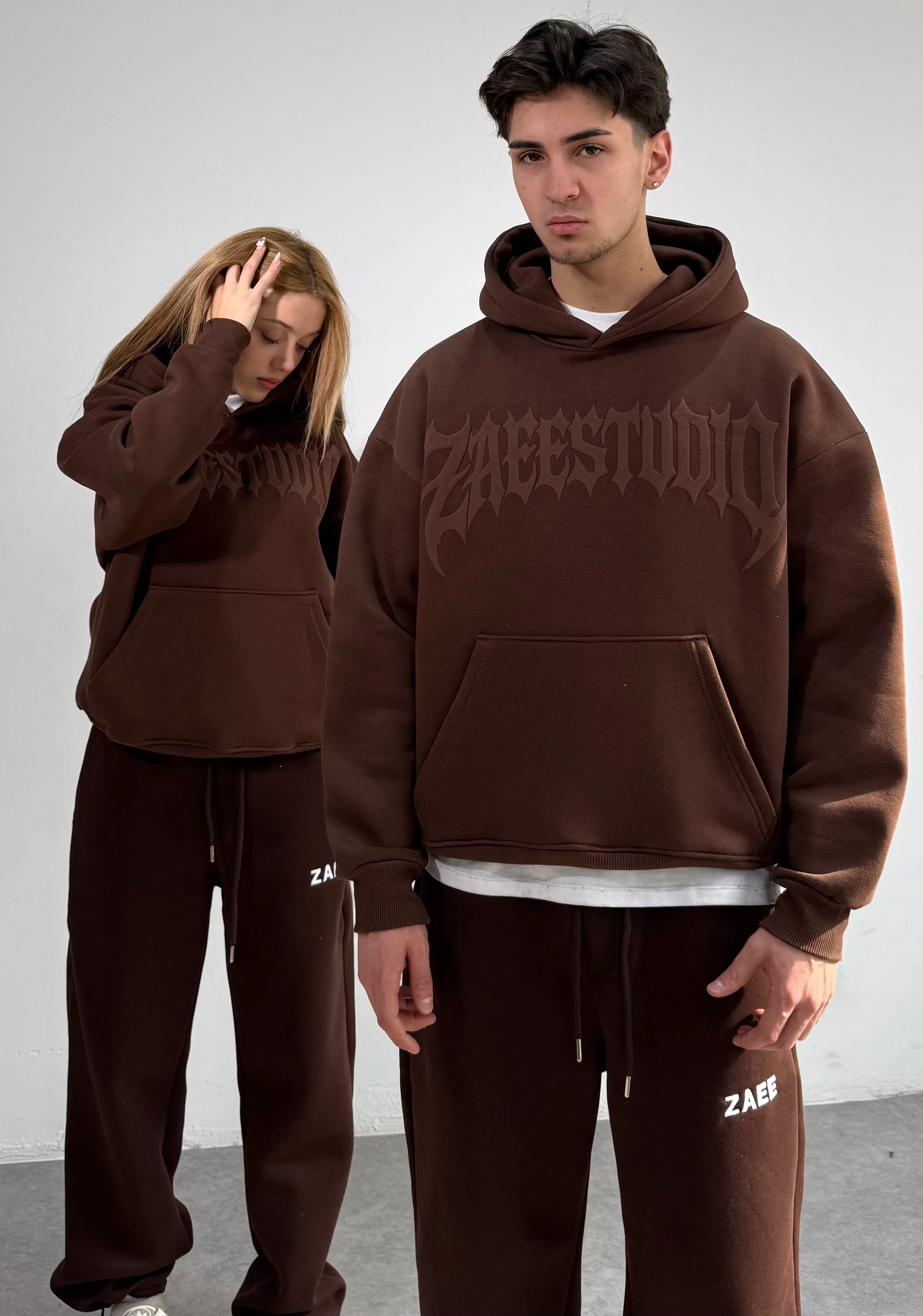 ZAEESTUDIO Renge Renk Baskılı Oversize Sweatshirt - kahverengi
