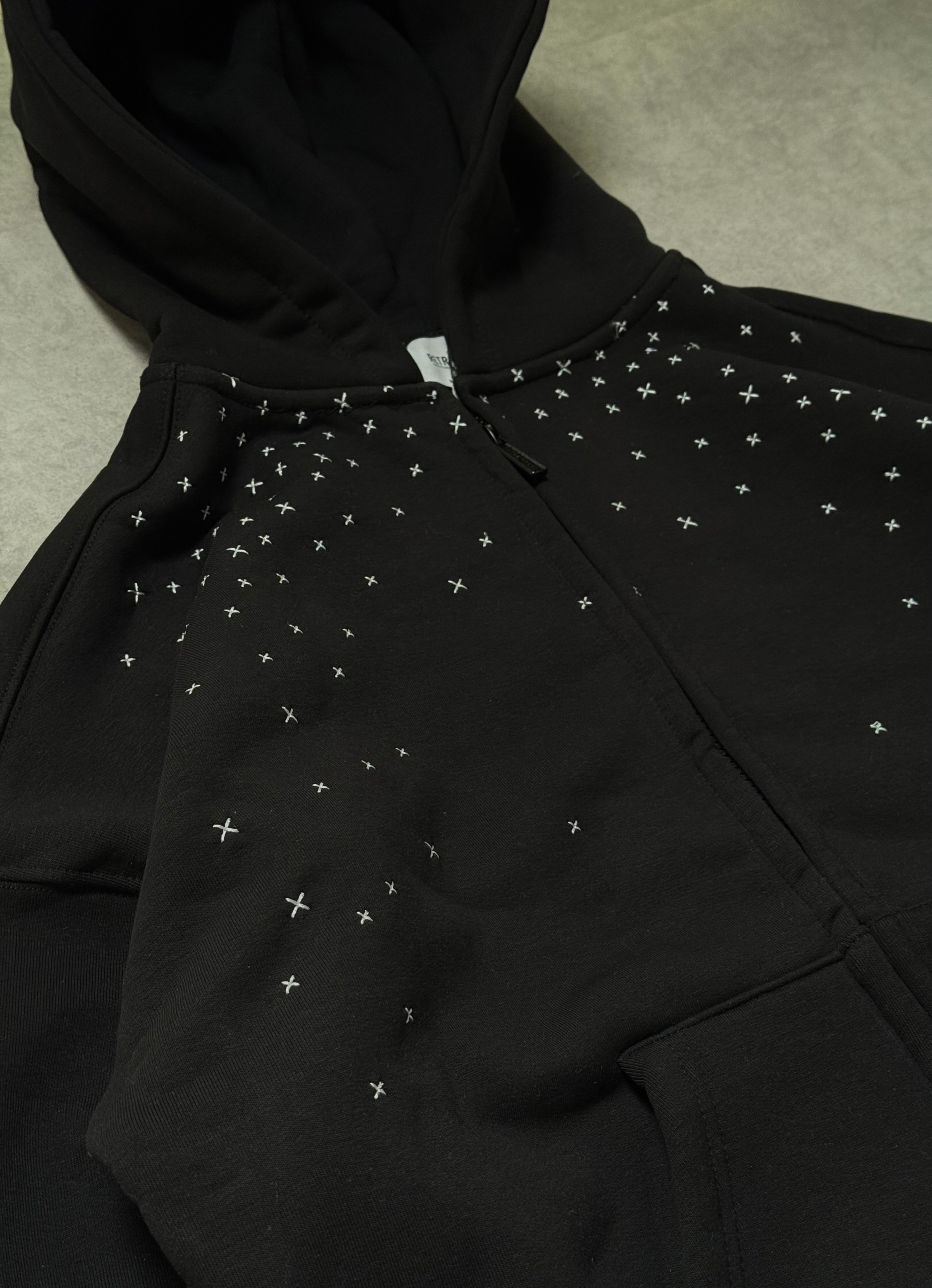 Yıldız Detay Oversize Premium Fermuarlı Hoodie