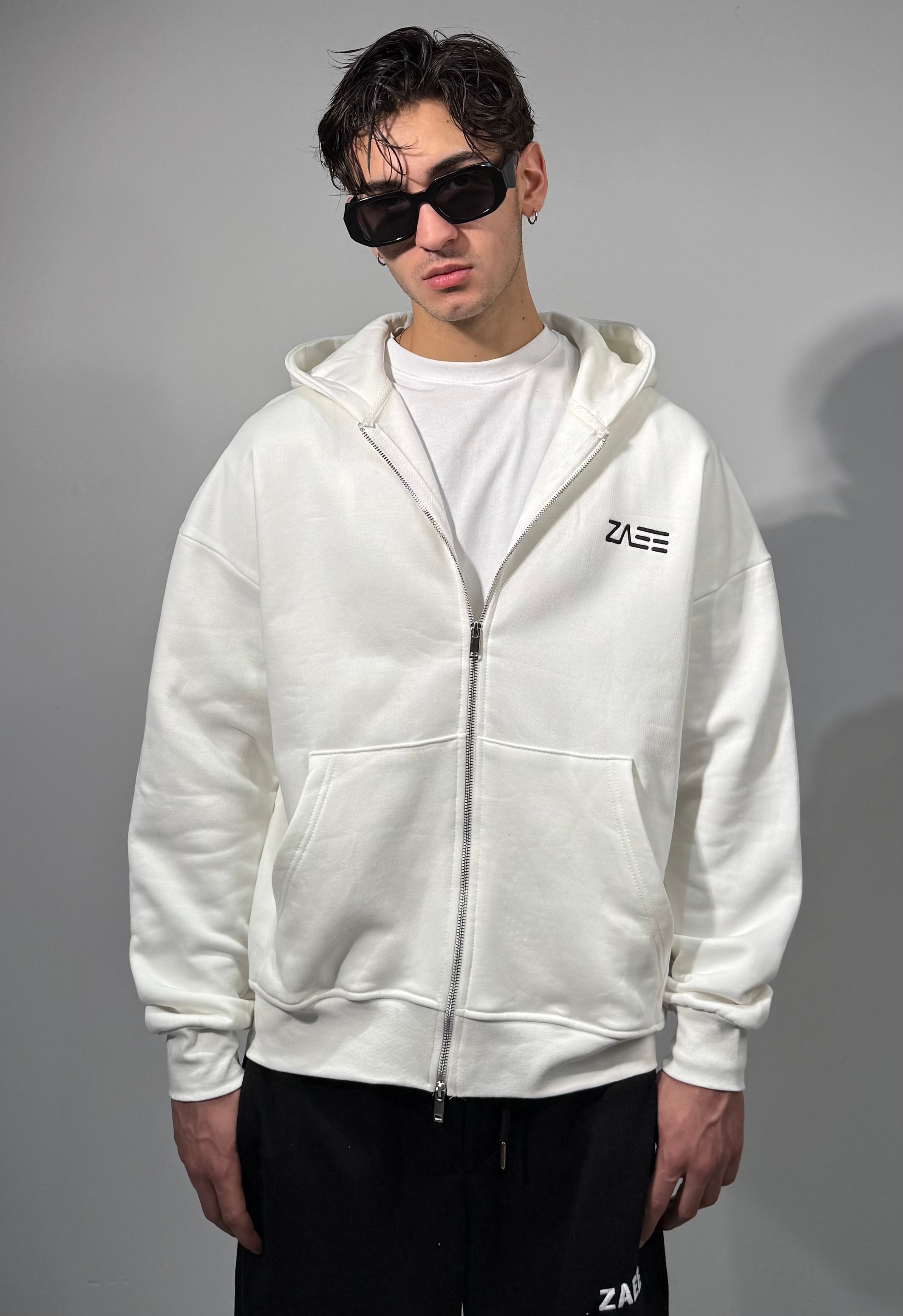 Özel ZAEE Logo Kışlık Double Zipp Oversize Hoodie