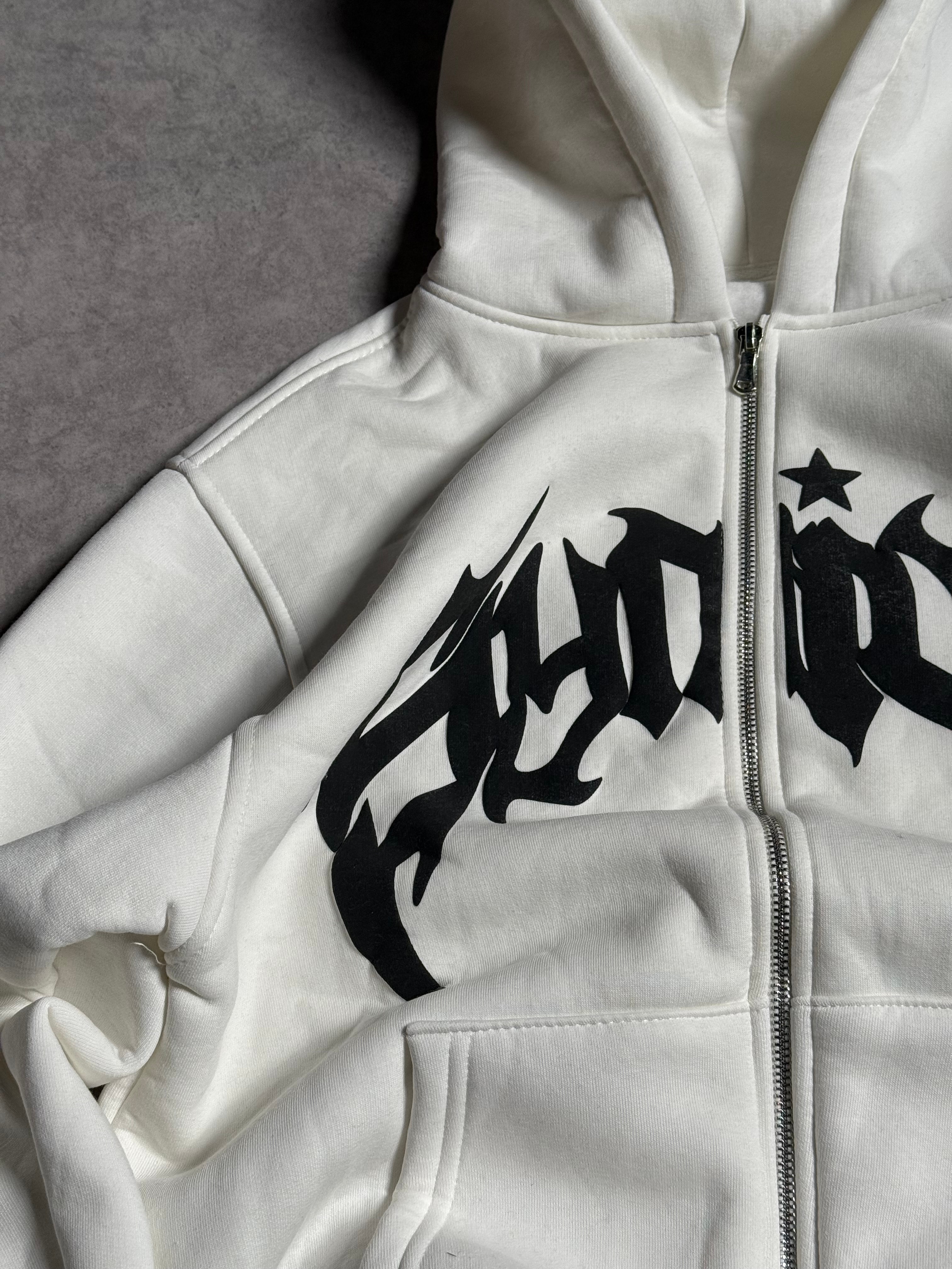 Kışlık Kumaş Taşlı Kanatlı Fermuarlı Sweatshirt