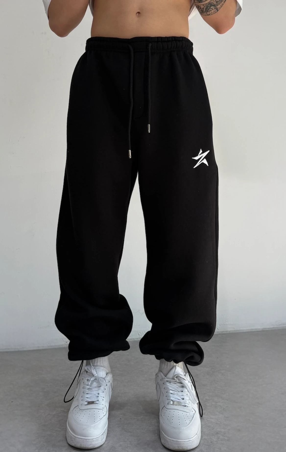 Kışlık STAR Nakışlı Ayarlanabilir Paça Baggy Eşofman Altı