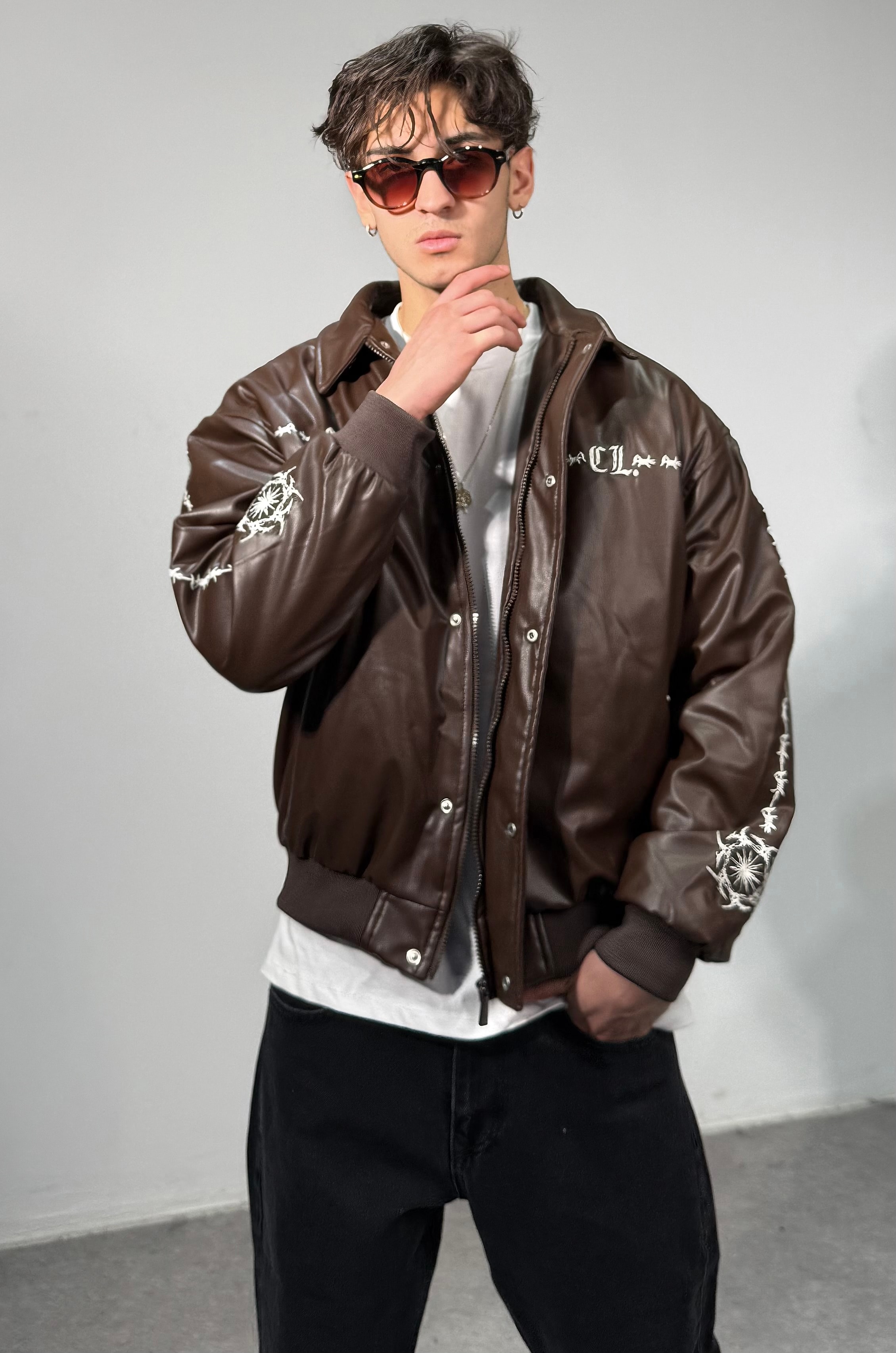 Nakışlı Özel Seri Premium Oversize unisex Deri Ceket 