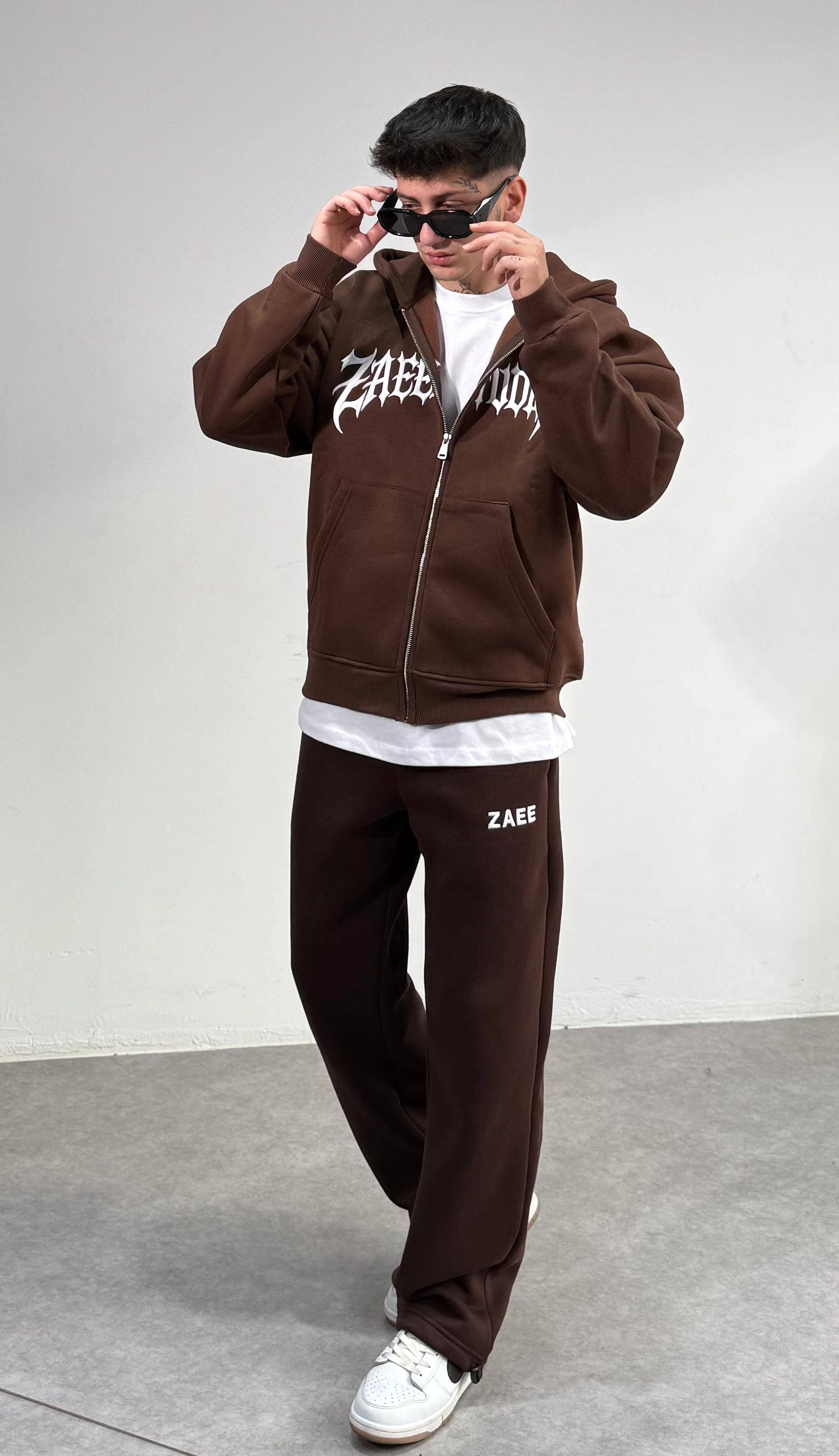 Nakışlı Oversize Premium Zipp Hoodie