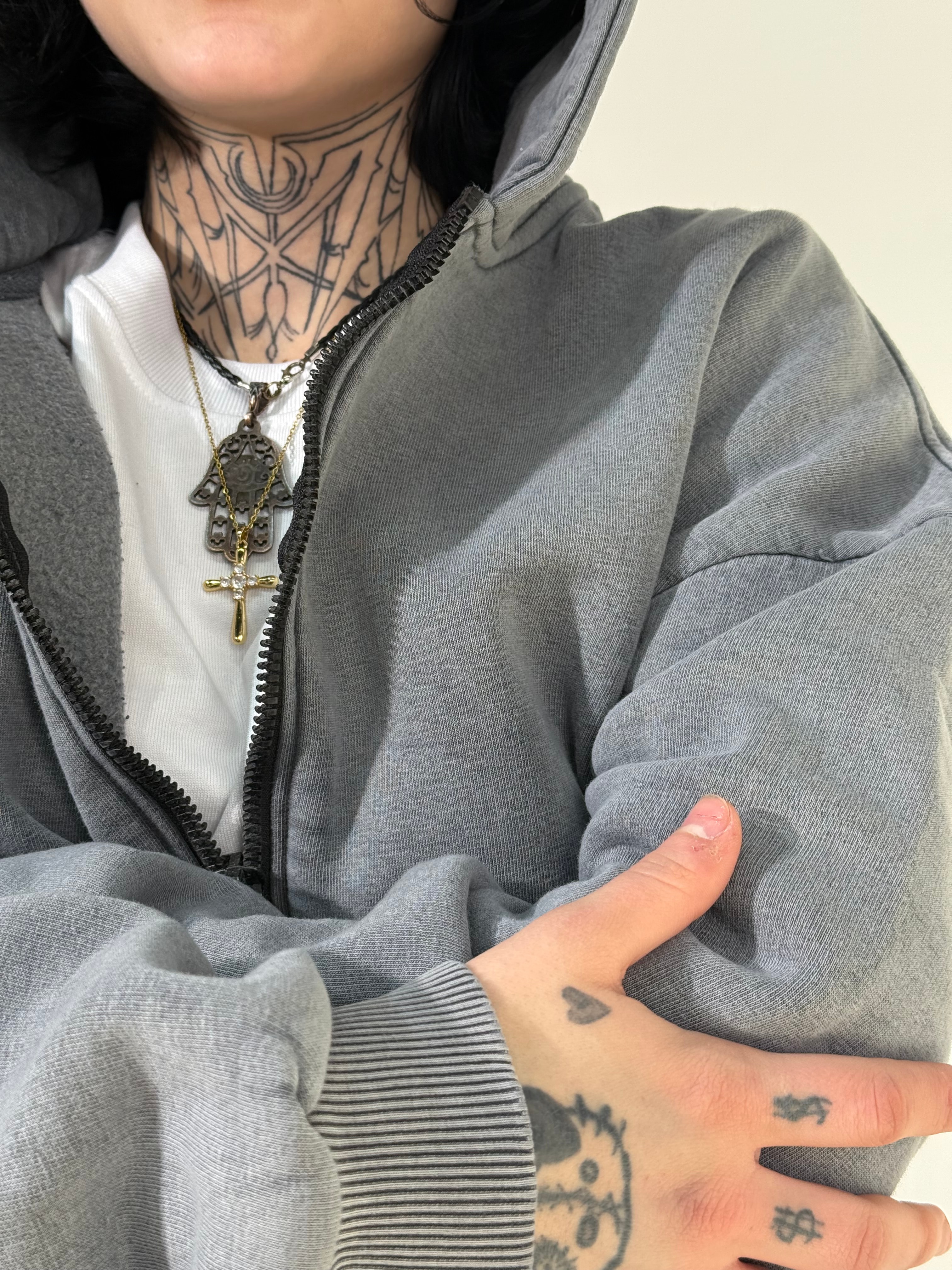 Yıkamalı Kumaş Kışlık  Oversize Basic Fermuarlı Sweatshirt