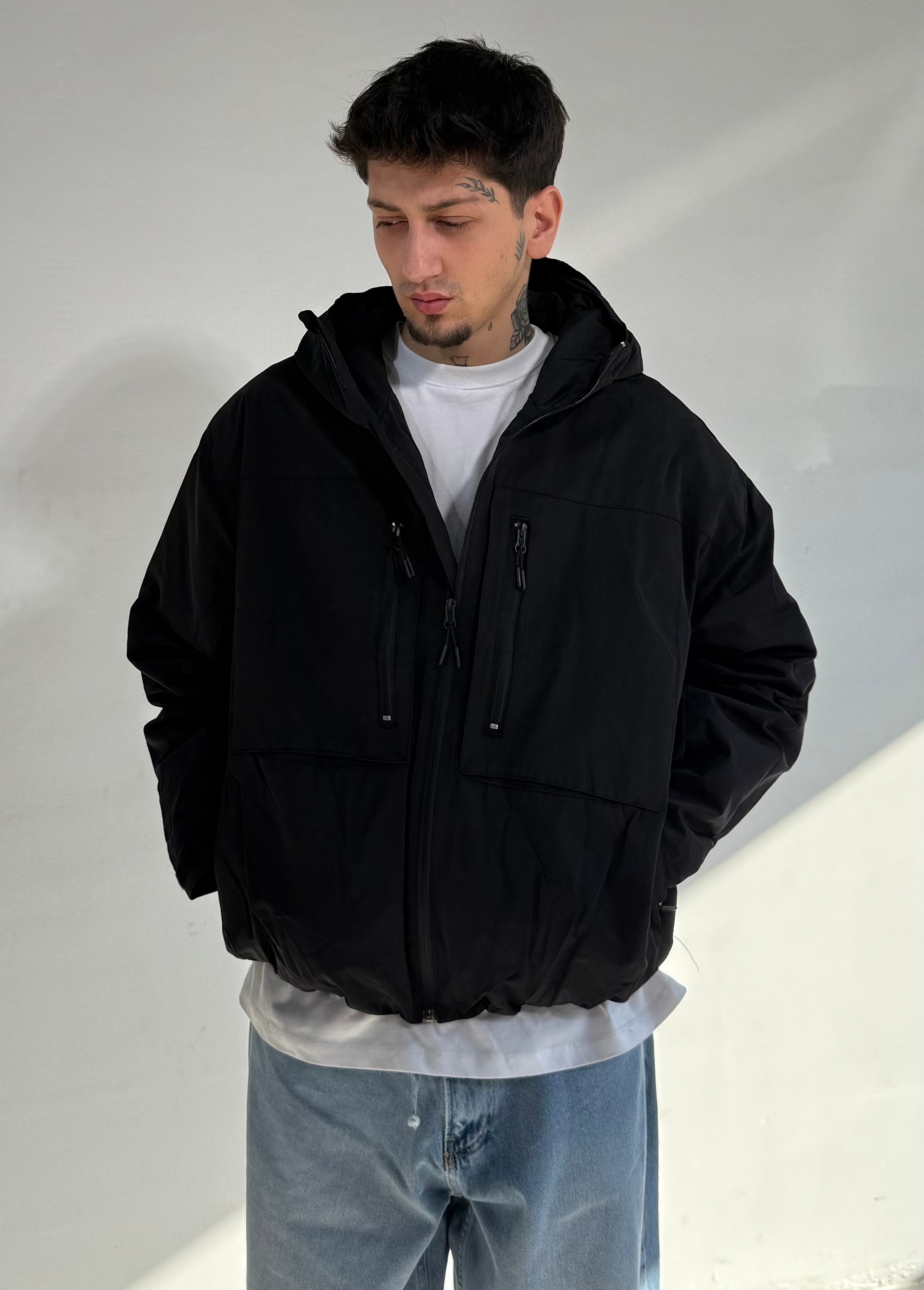 Crop Boy Oversize Astarlı Kapüşonlu Premium Yağmurluk Ceket 