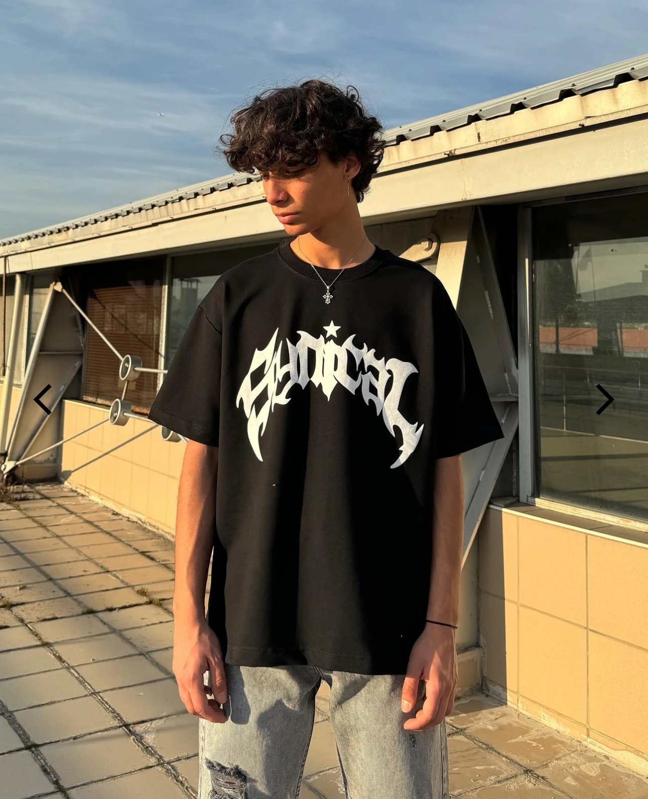 Taşlı Kanatlı Oversize Tişört