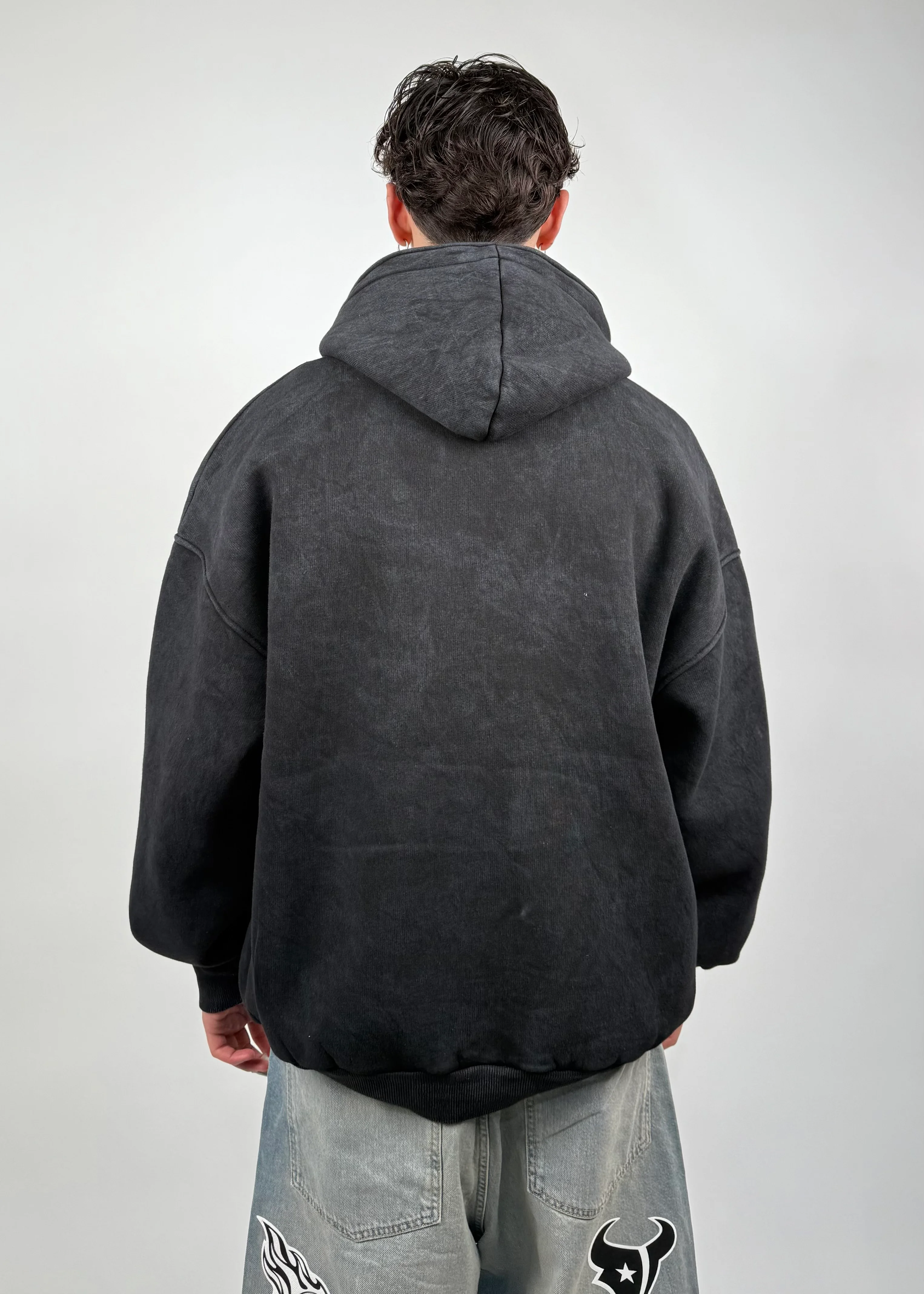 Star Oversize Acıd Wash Zipp Hoodie