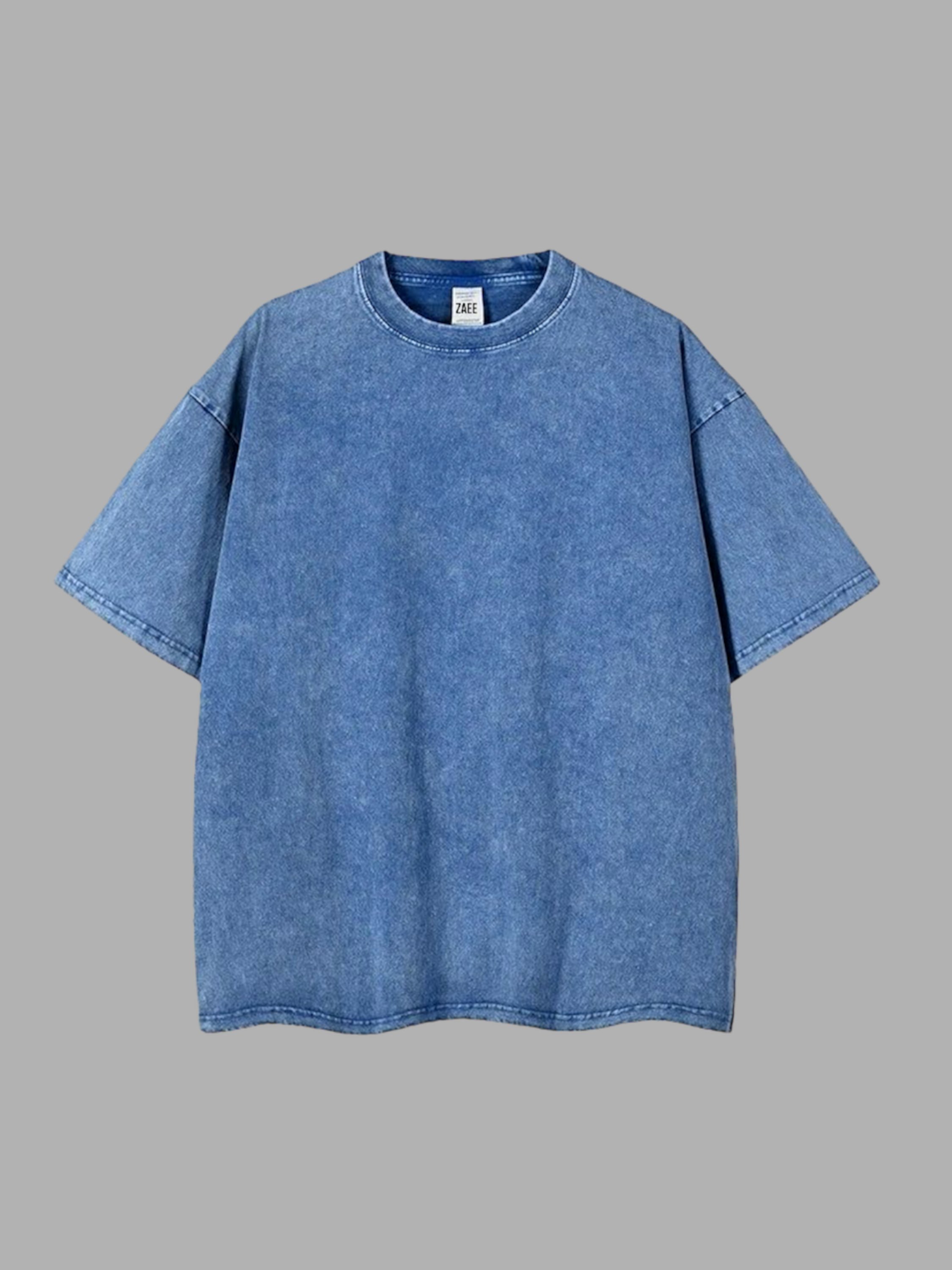 Acıd Wash Basic Oversize Tişört - Yıkamalı Mavi