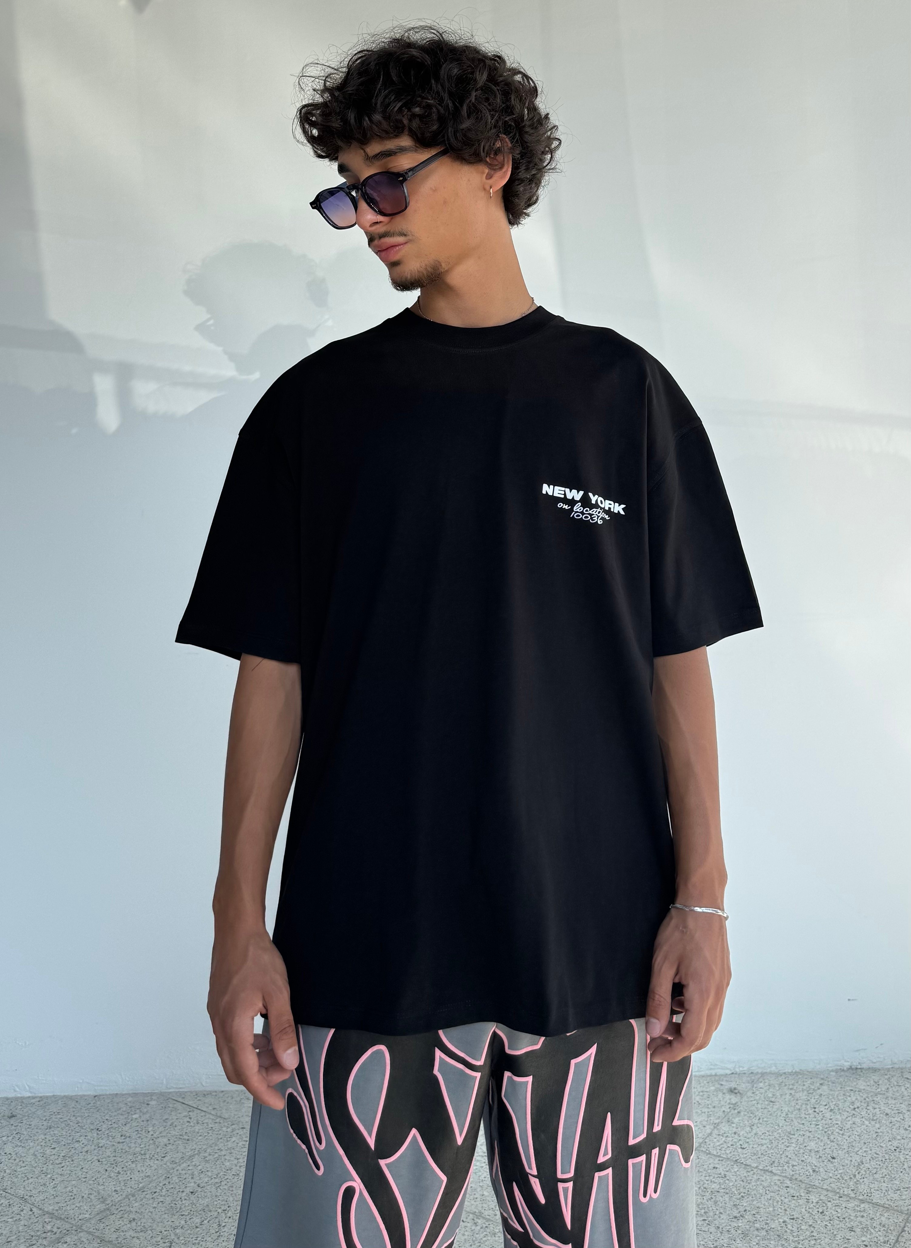 NW YORK Baskılı Crop Boy Oversize Tişört