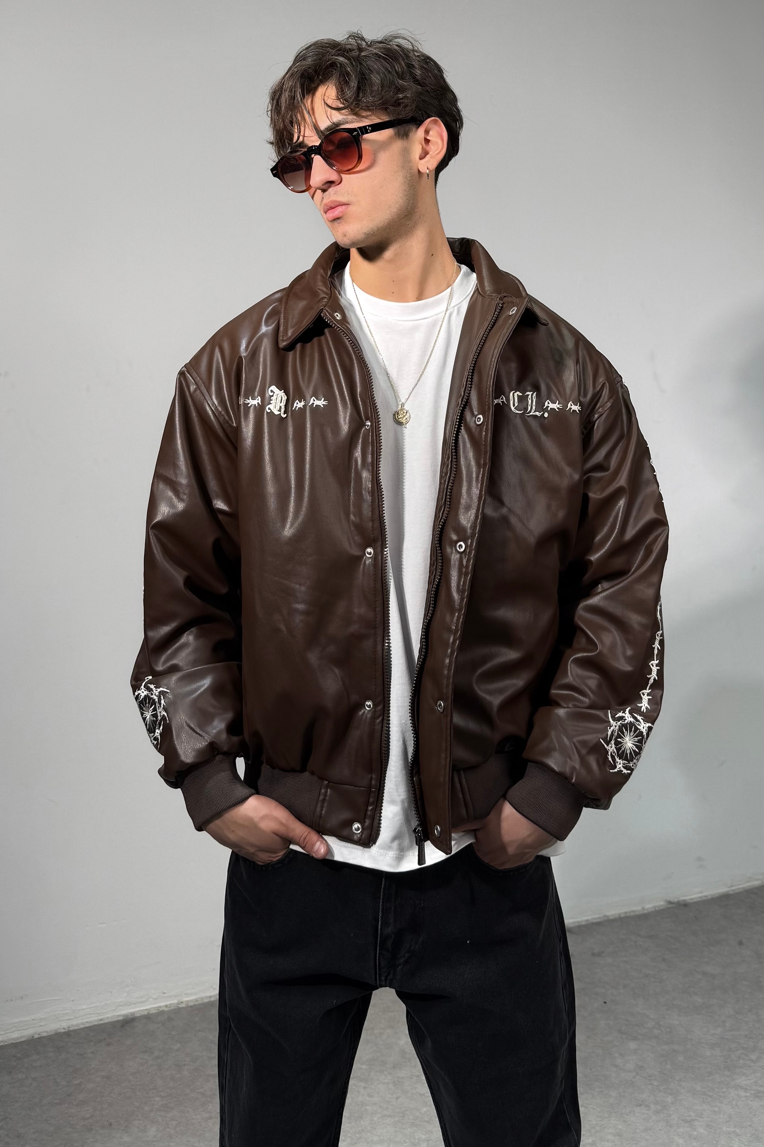 Nakışlı Özel Seri Premium Oversize unisex Deri Ceket 