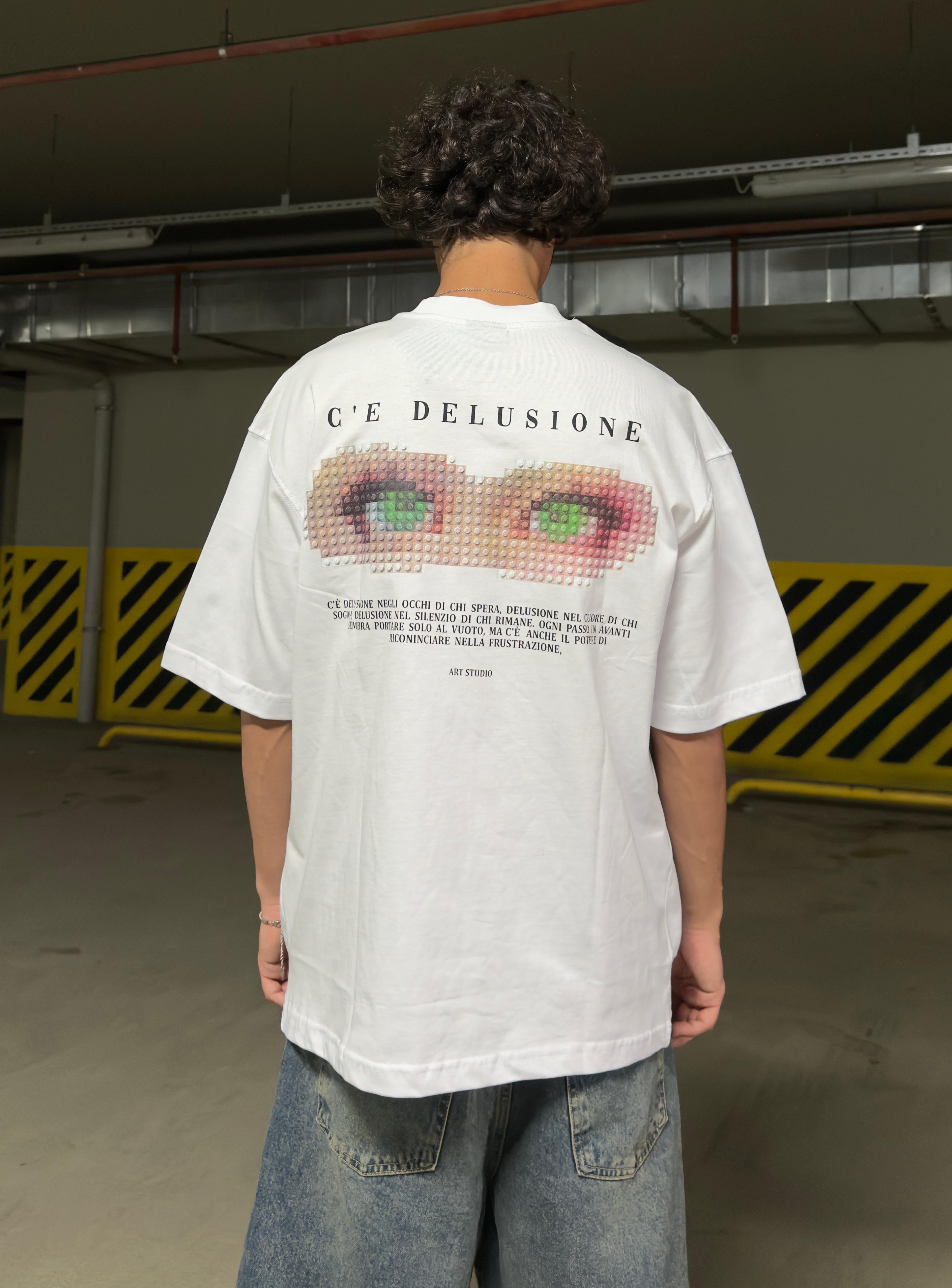 Eyes baskılı Oversize Premium Tişört - Beyaz