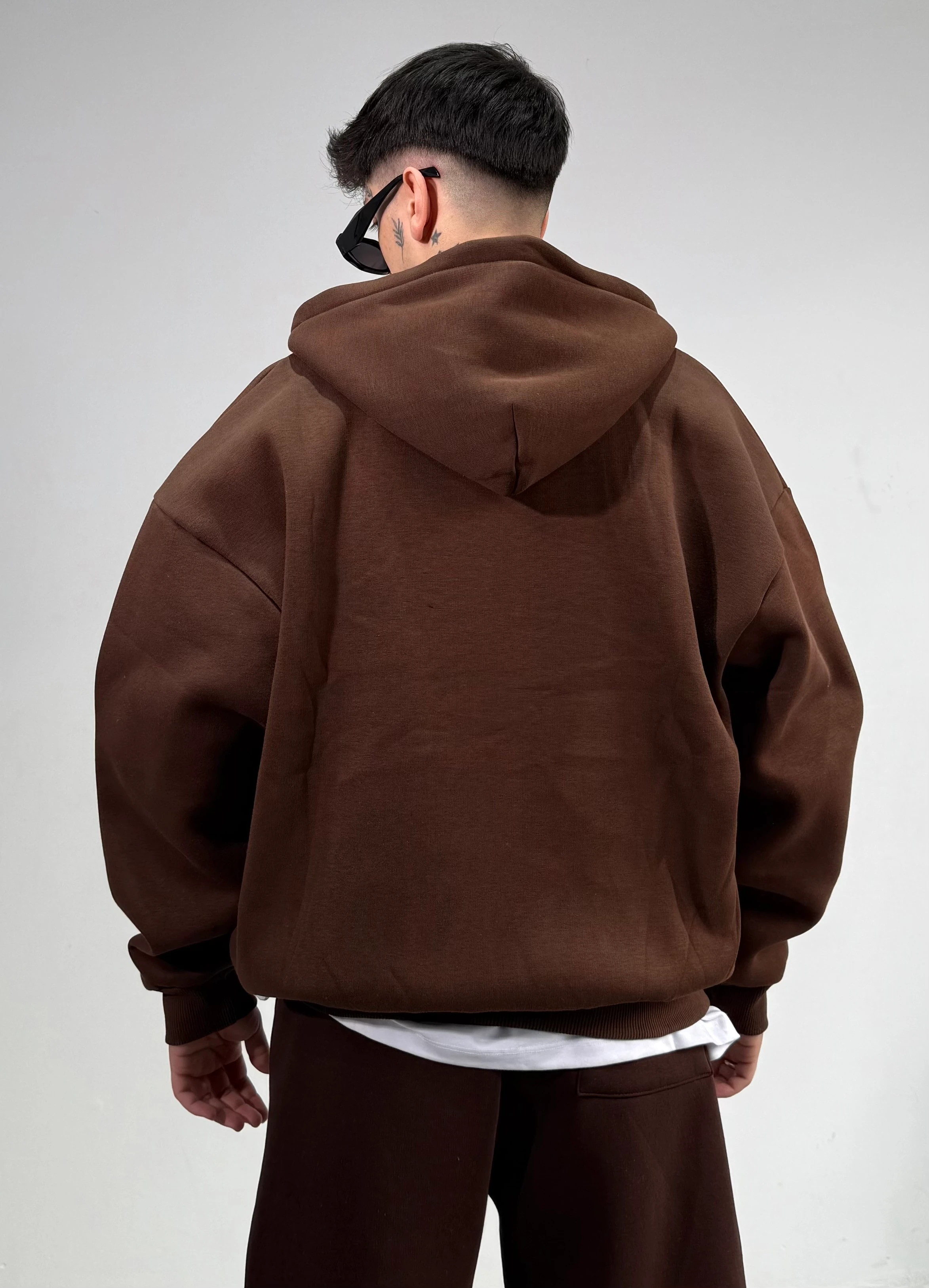 Nakışlı Oversize Premium Zipp Hoodie