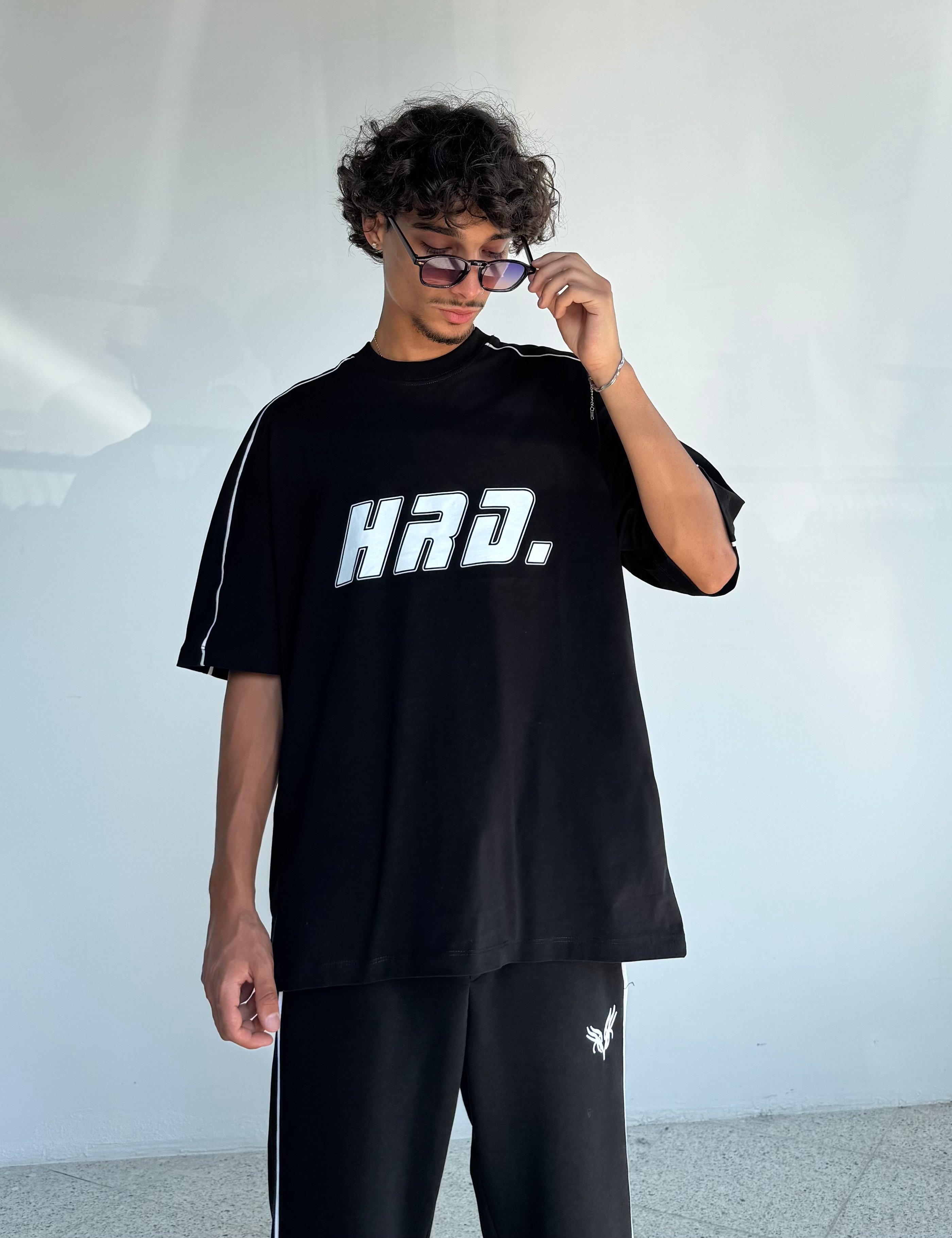 HRD Baskılı Biye Geçişli Oversize Tişört 