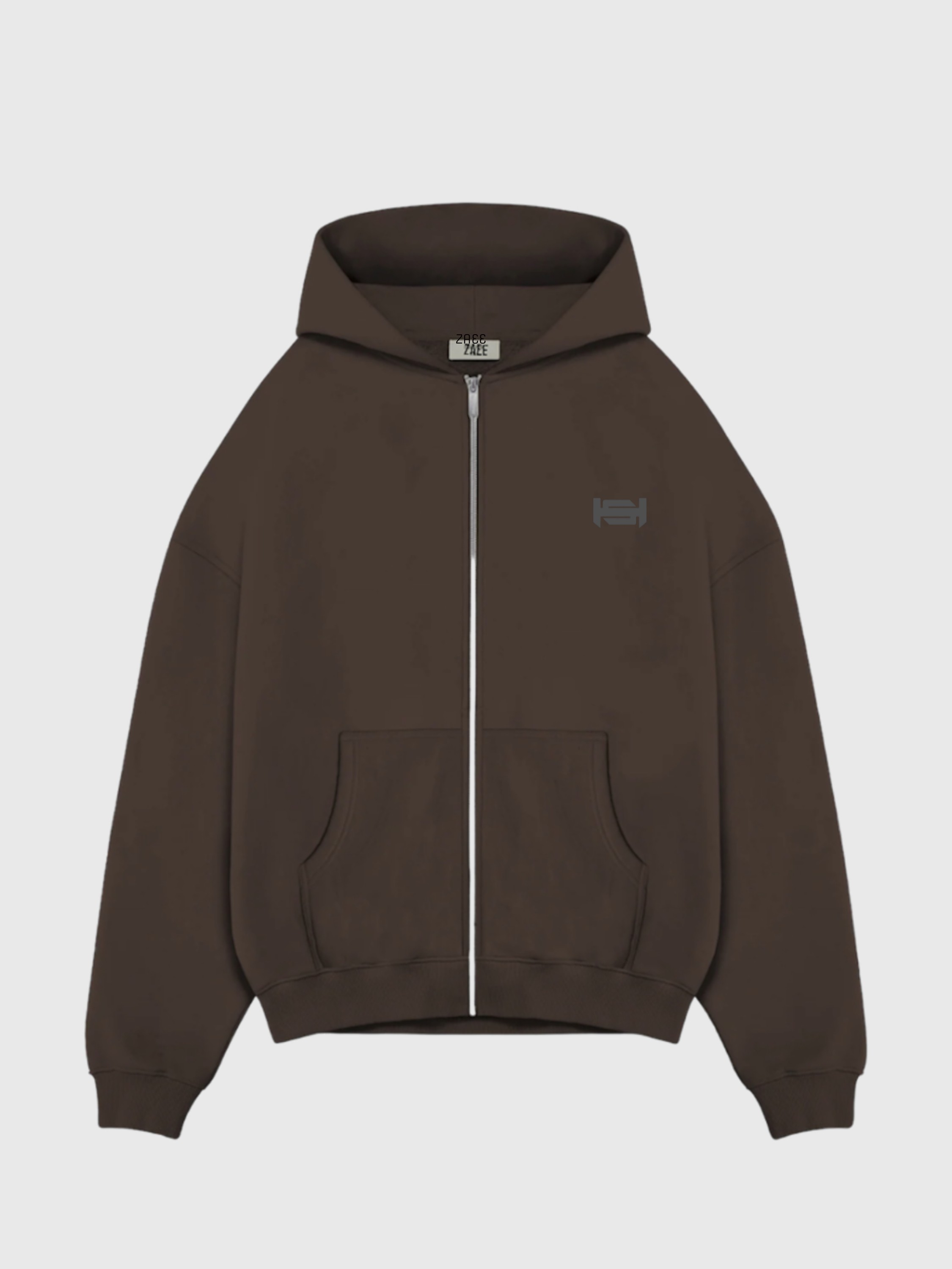 HS Basic Oversize Premium Zipp Hoodie  - kahverengi