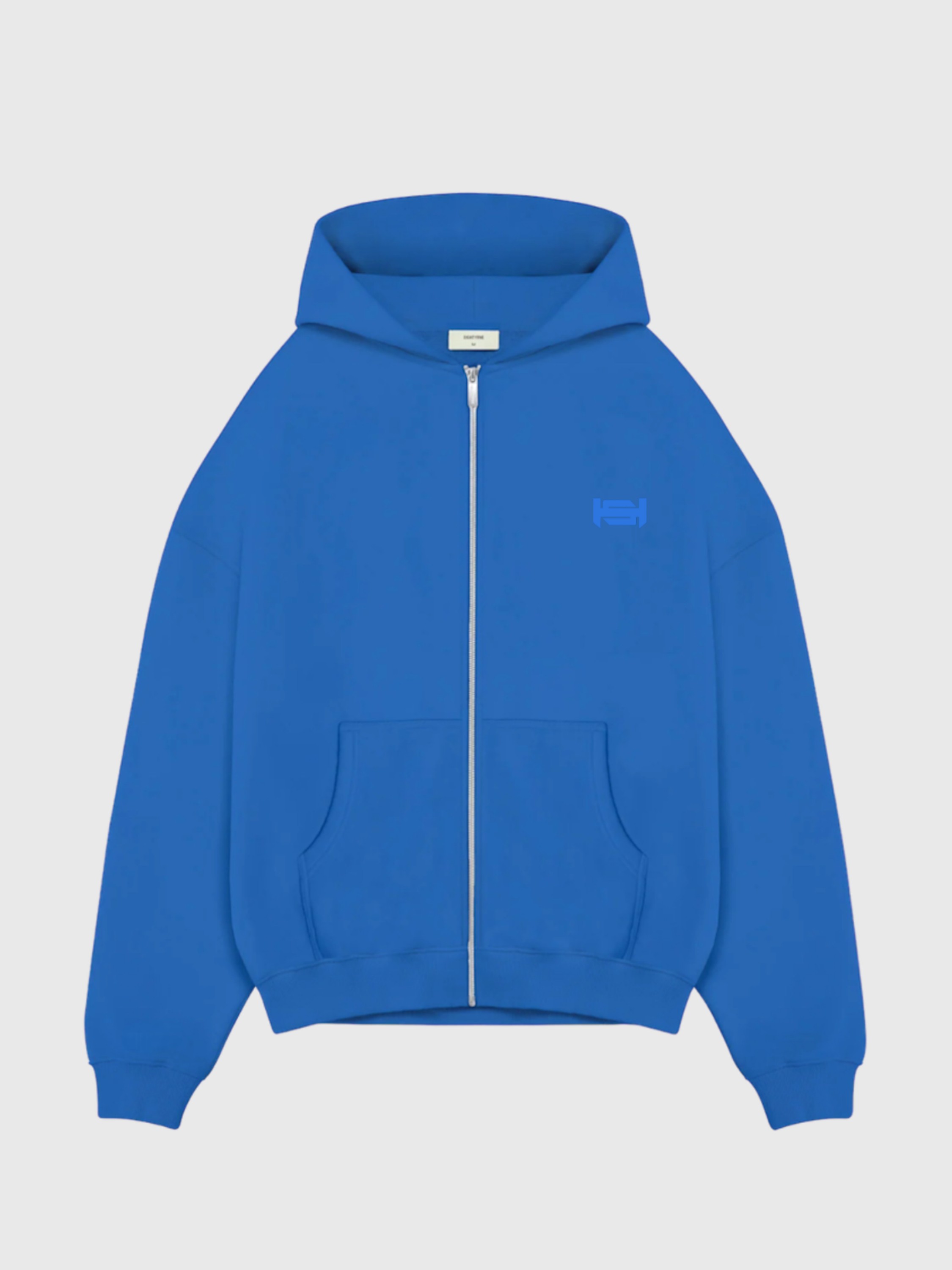 HS Basic Oversize Premium Zipp Hoodie  - Saks Mavi