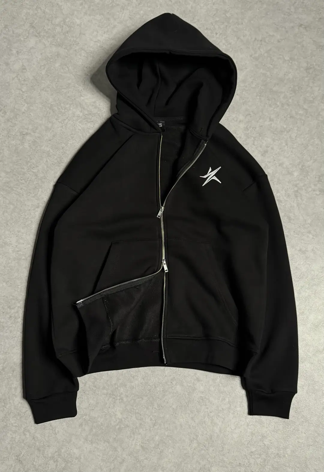 Star Double Fermuar Oversize Zipp Hoodie