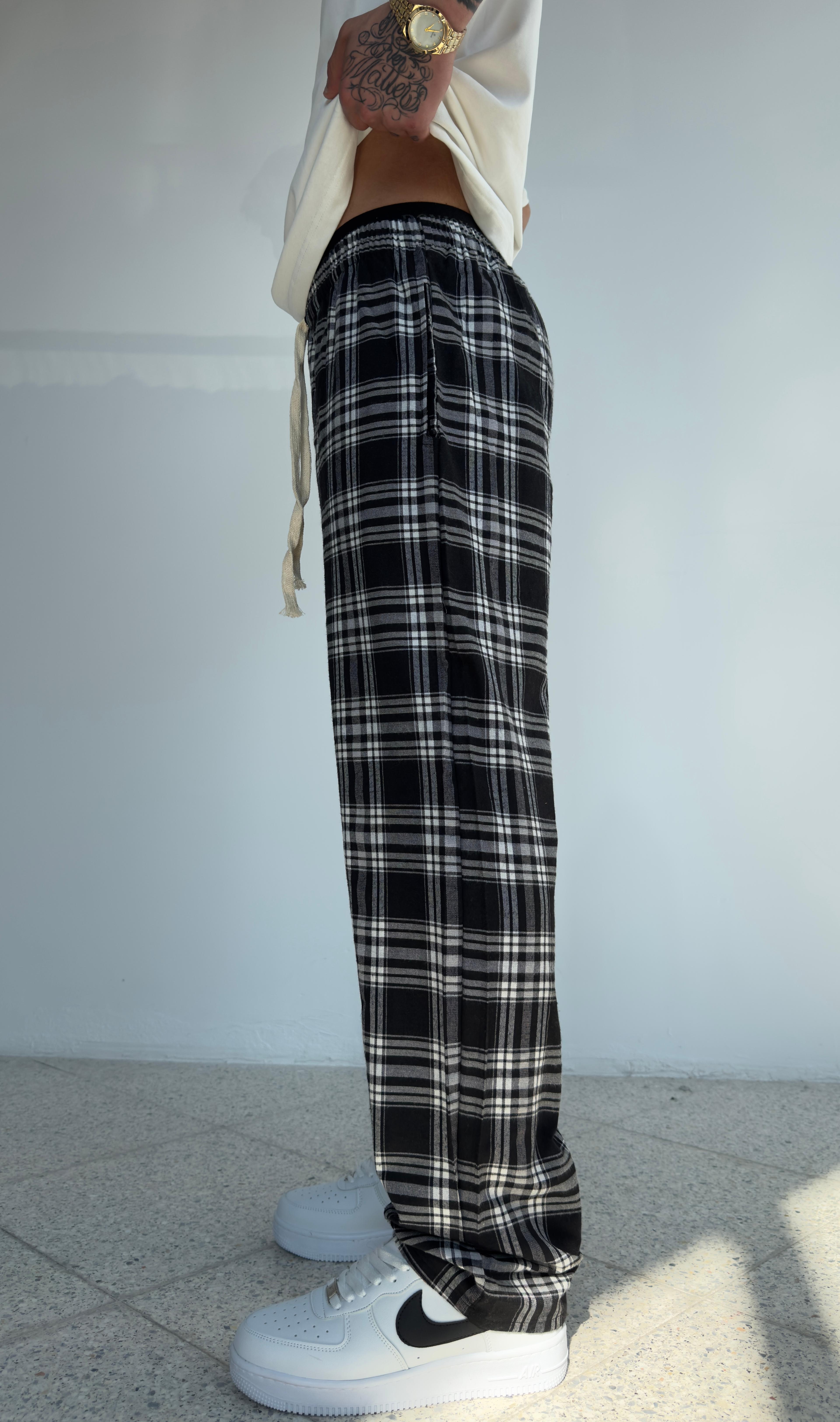 Yazlık İnce Kumaş Kareli Pijama Alt