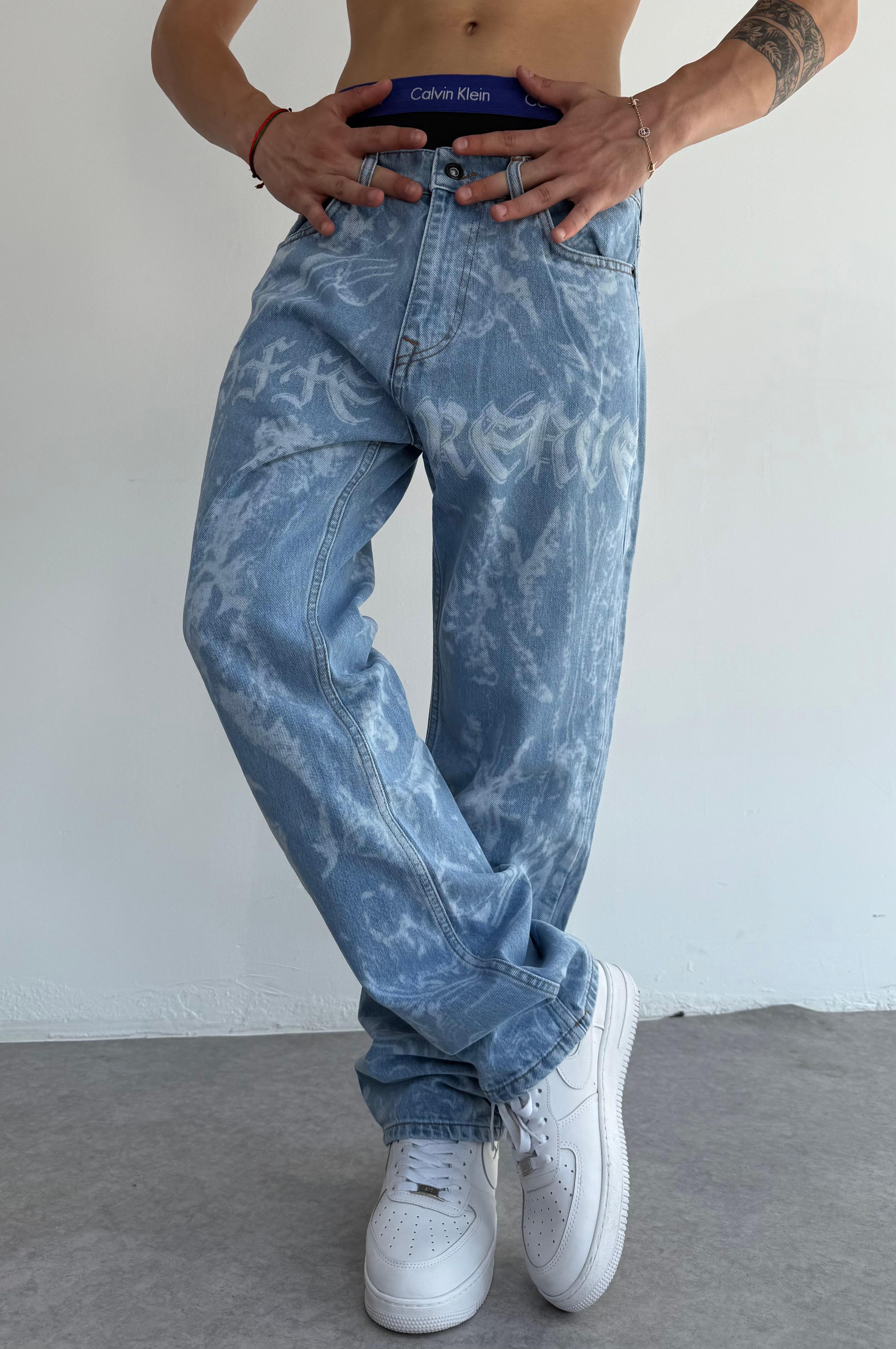 Full Lazer Desenli Bol Baggy Kalıp Premium Pantolon